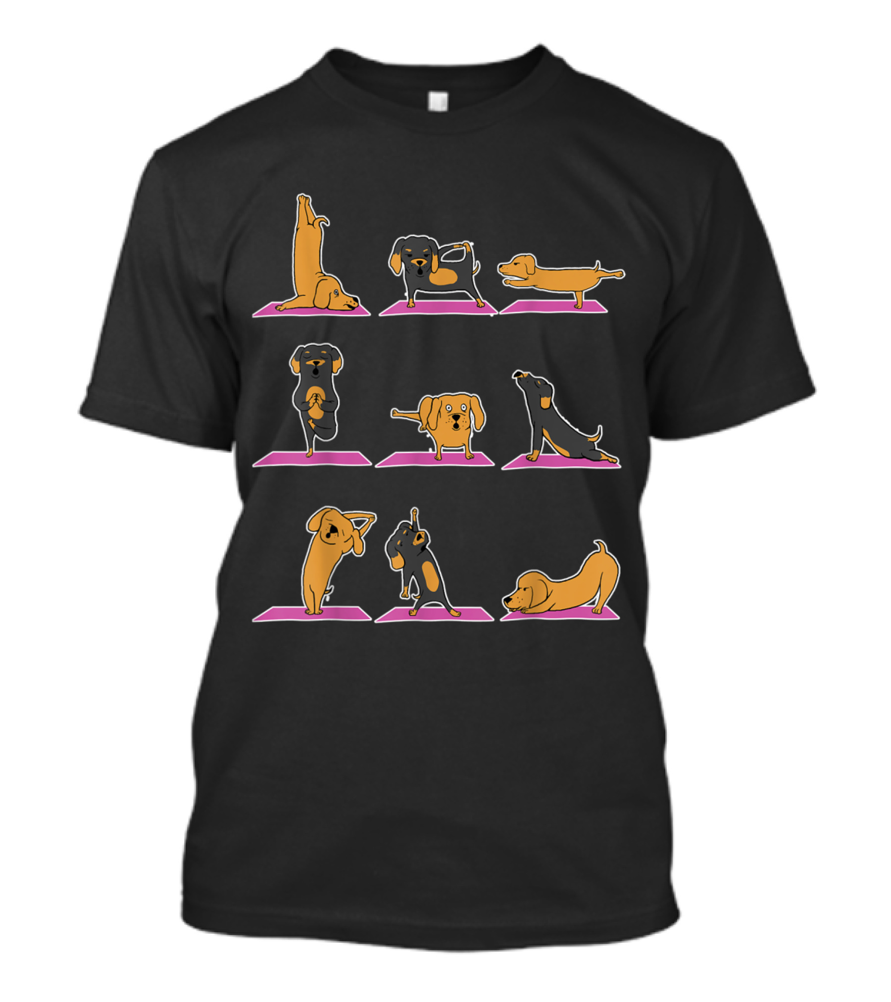 Wiener Dog Yoga Dachshund Poses Stretching Sequence T-Shirt