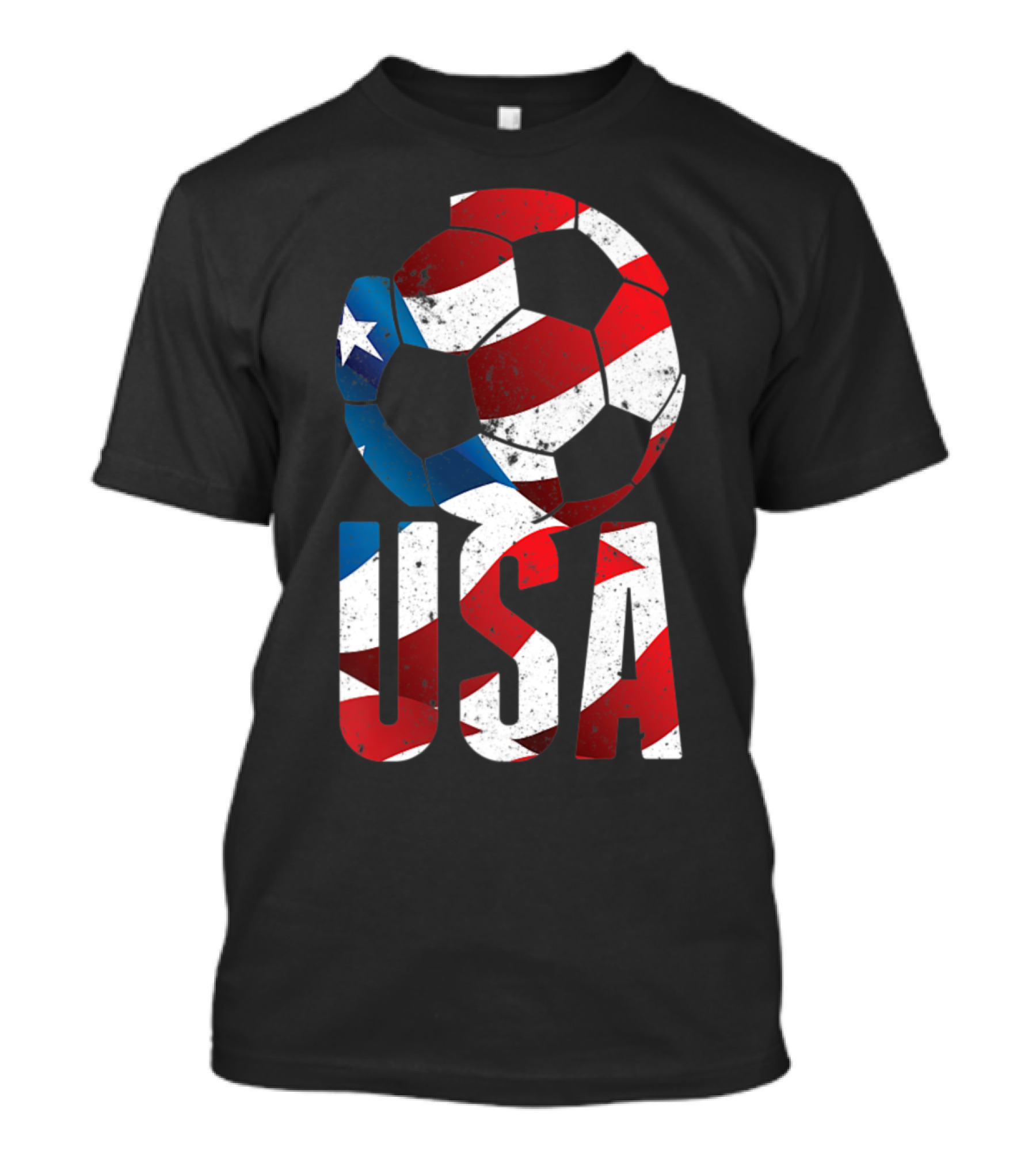 USA Soccer Team Player Fanatic American Flag Soccer Ball T-Shirt