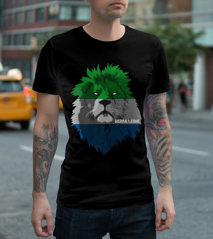 Sierra Leone National Soccer Team Lion Emblem with Flag Colors T-Shirt