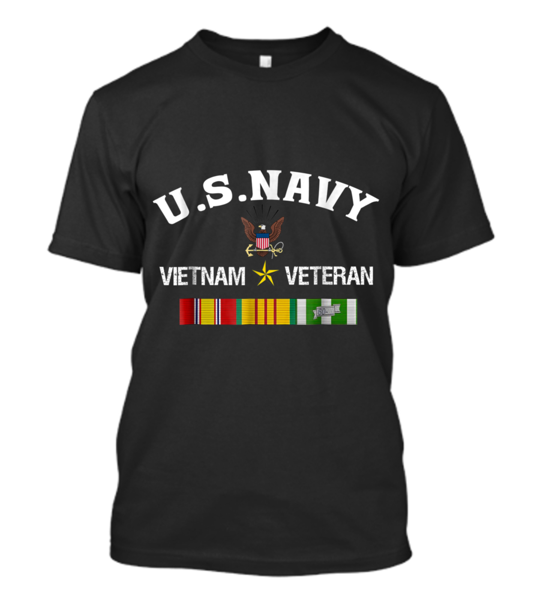 U.S. Navy Vietnam Veteran With Eagle Emblem And Service Ribbons T-Shirt