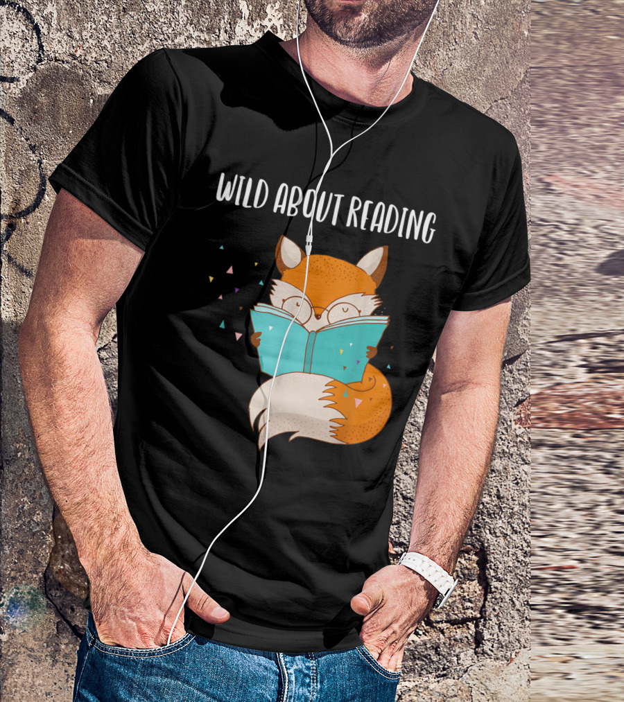Wild About Reading Fox Holding A Blue Book T-Shirt