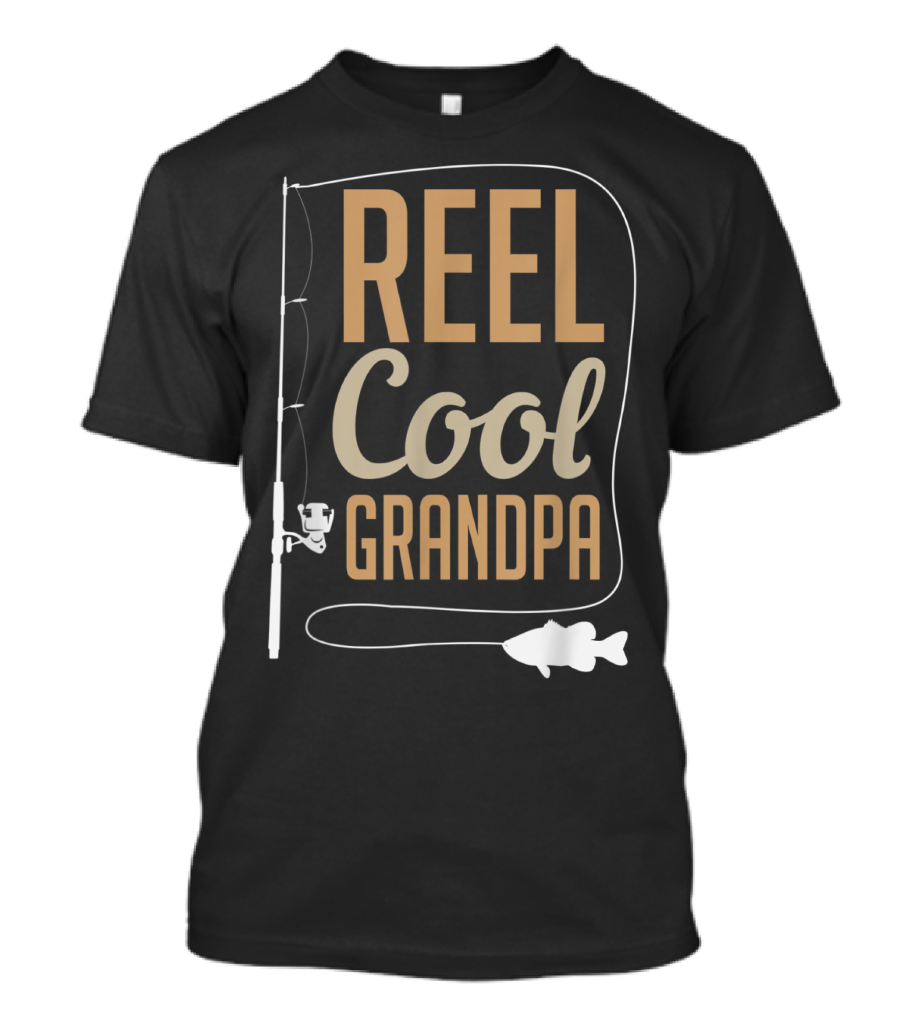 Reel Cool Grandpa Fishing Pole Fish Graphic Father's Day T-Shirt