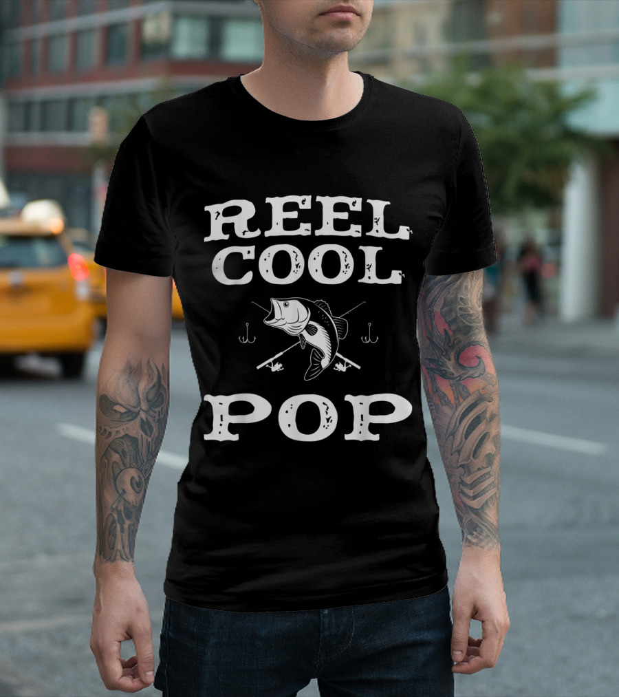Reel Cool Pop Fishing Father's Day Fun Fish Hooks T-Shirt