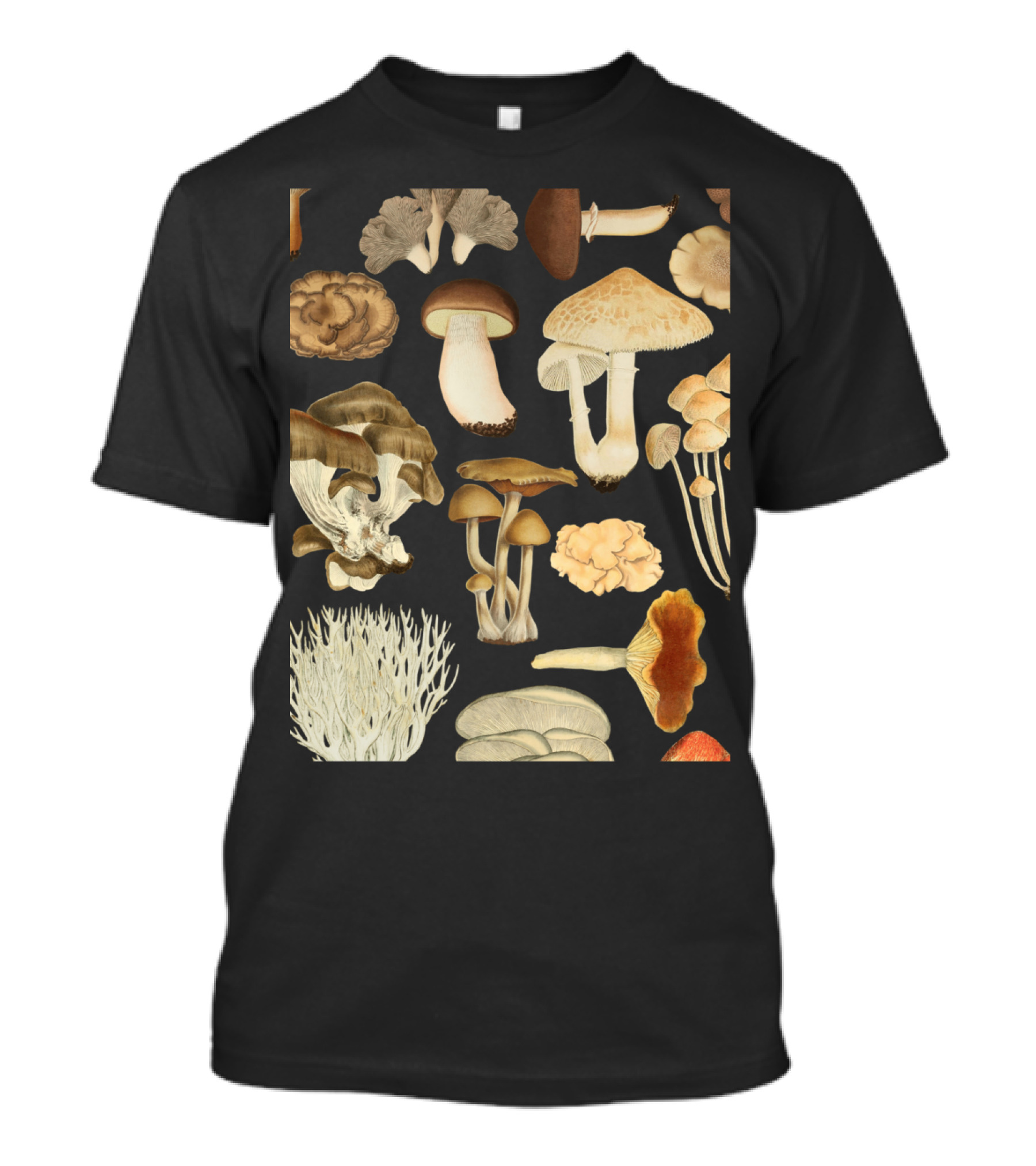 Wild Mushroom Mycology Fungiphile Vintage Botanical Illustrations Collection T-Shirt