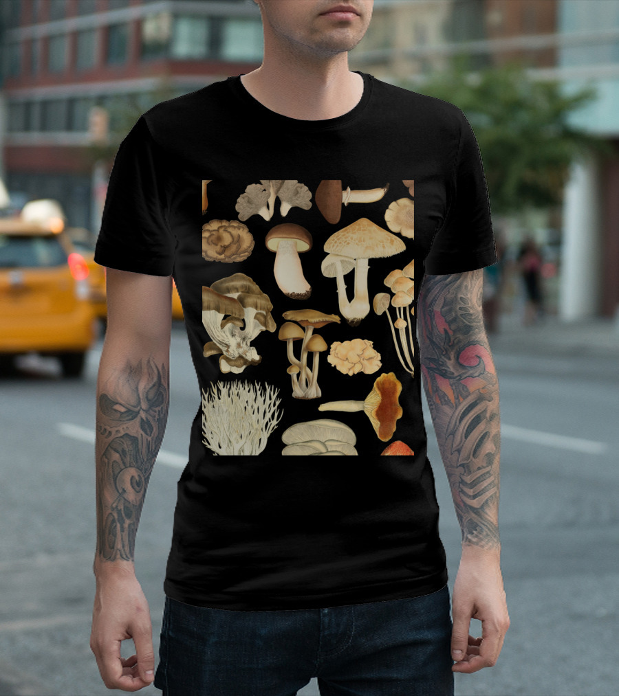 Wild Mushroom Mycology Fungiphile Vintage Botanical Illustrations Collection T-Shirt