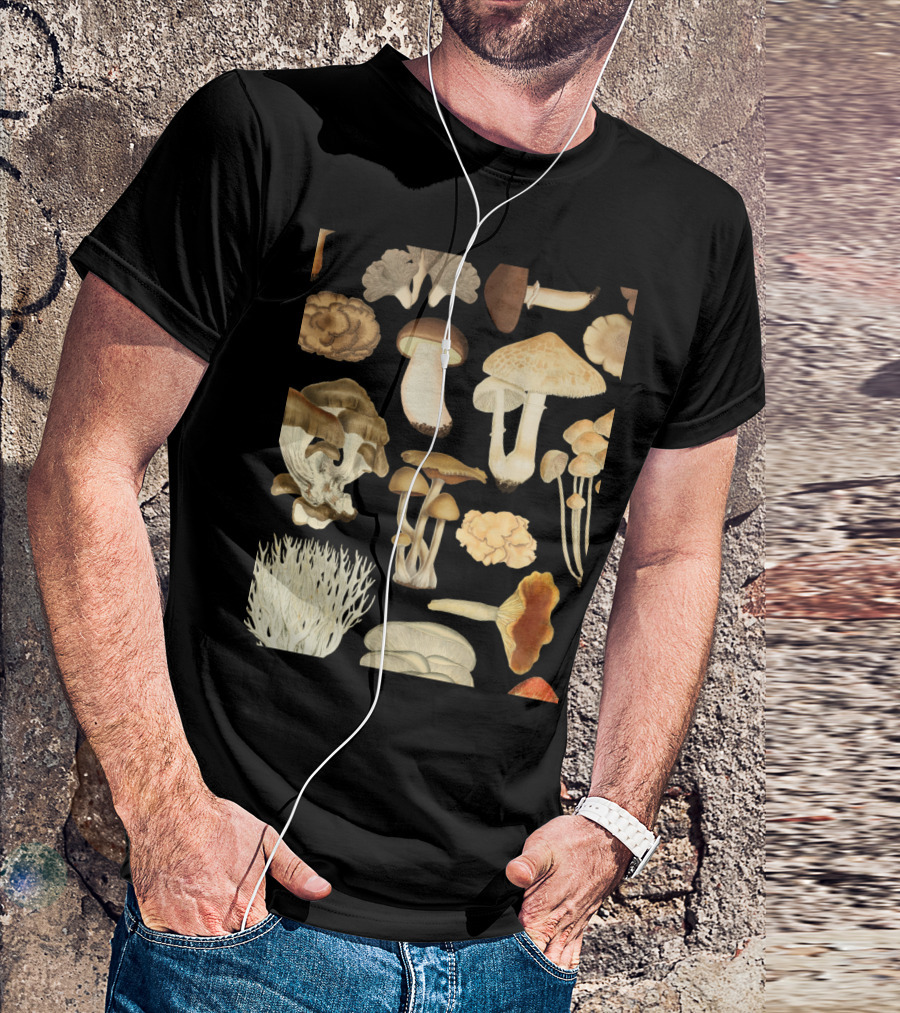 Wild Mushroom Mycology Fungiphile Vintage Botanical Illustrations Collection T-Shirt