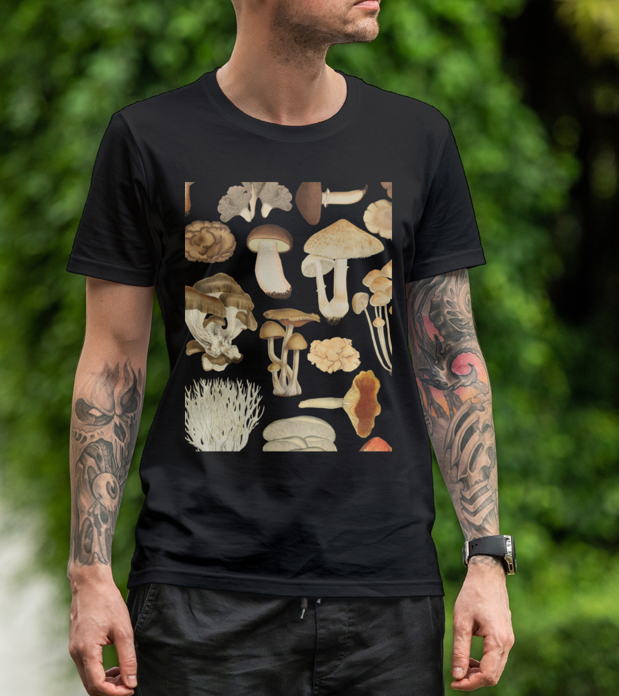 Wild Mushroom Mycology Fungiphile Vintage Botanical Illustrations Collection T-Shirt