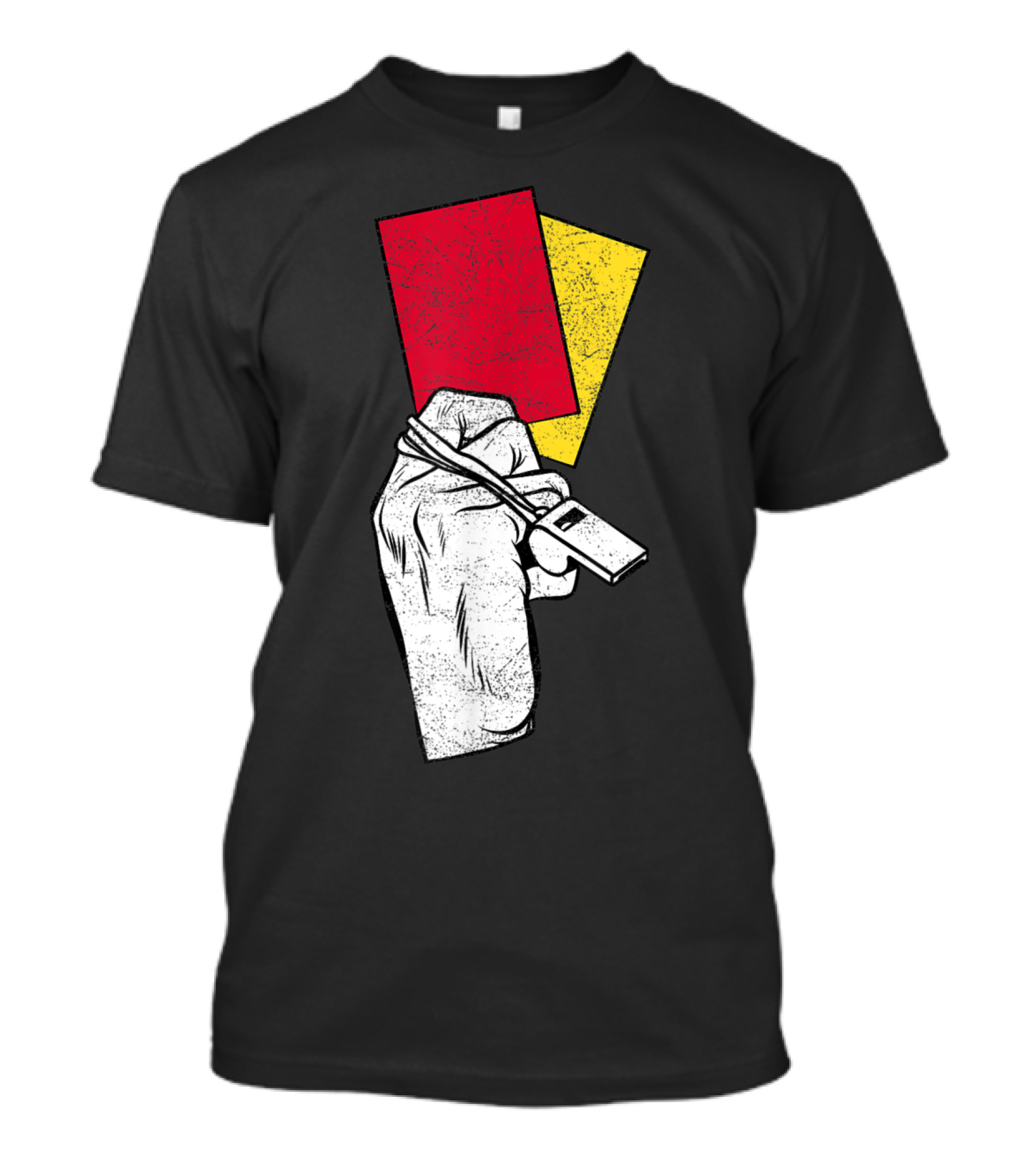 Whistle Referee Hand Holding Red Yellow Card Soccer Coach T-Shirt