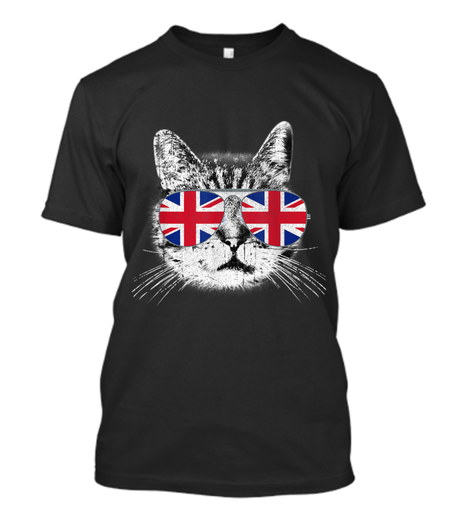 Union Jack Sunglasses Cat UK Flag England T-Shirt