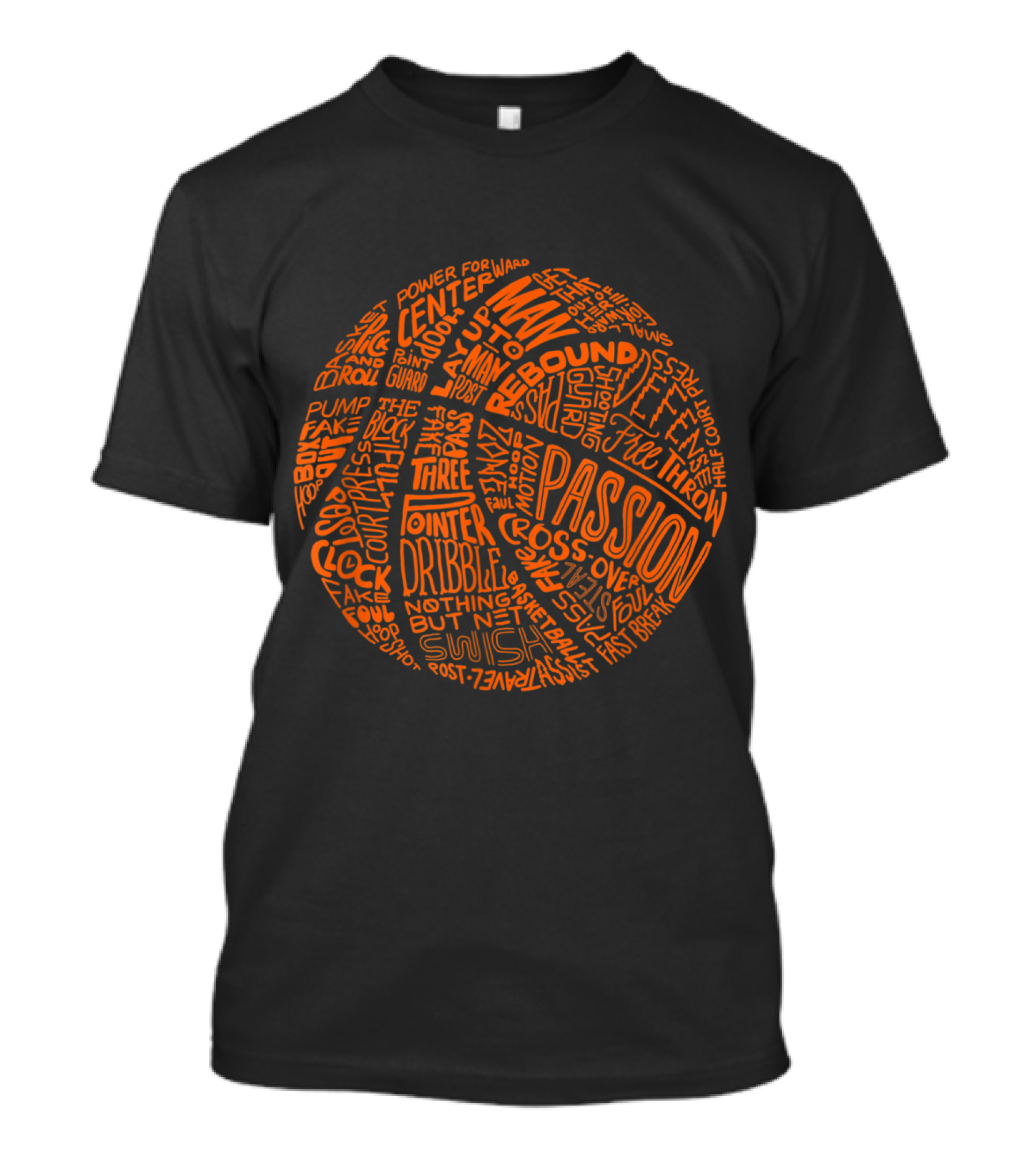 Passion Rebound Dribble Basketball Terms Word Art Sphere T-Shirt