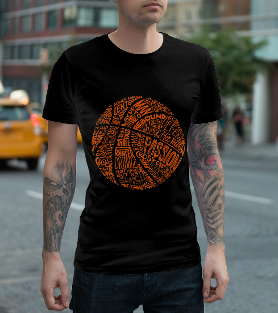 Passion Rebound Dribble Basketball Terms Word Art Sphere T-Shirt