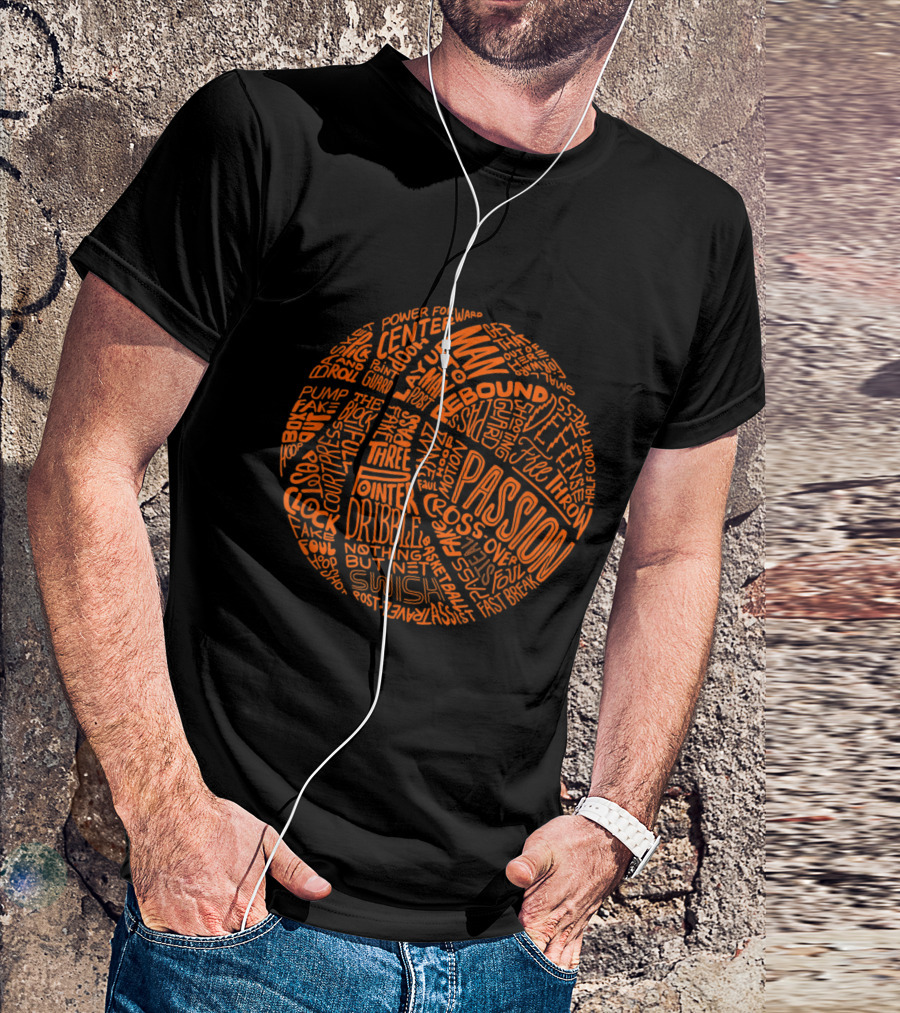 Passion Rebound Dribble Basketball Terms Word Art Sphere T-Shirt