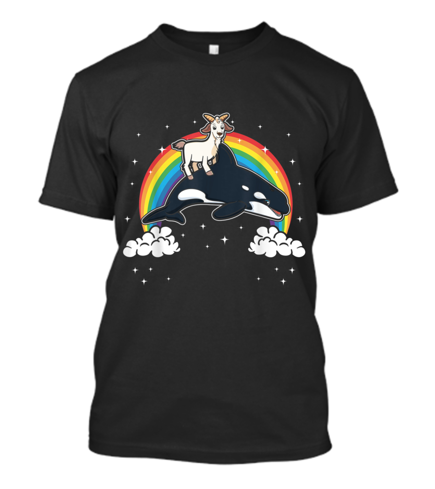 Killer Whale Rainbow Goat Fun Marine Mammal Adventure T-Shirt