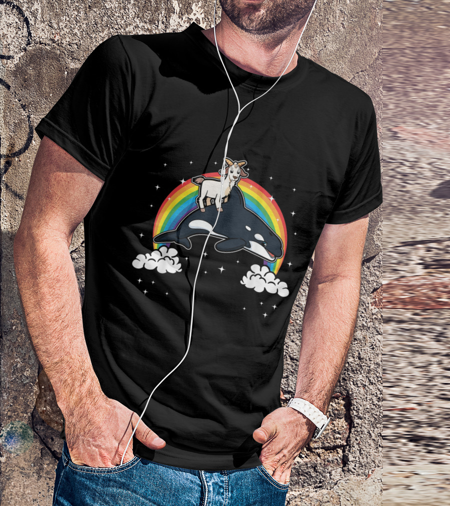 Killer Whale Rainbow Goat Fun Marine Mammal Adventure T-Shirt