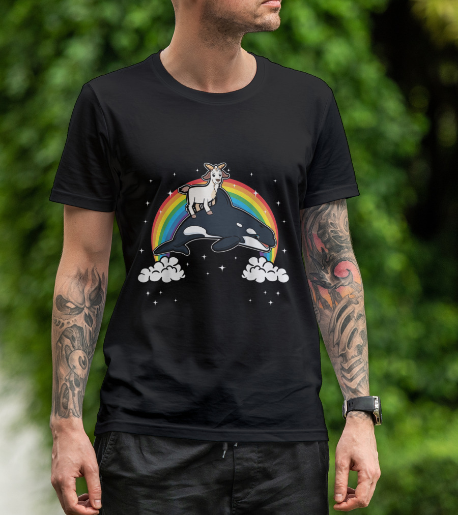 Killer Whale Rainbow Goat Fun Marine Mammal Adventure T-Shirt