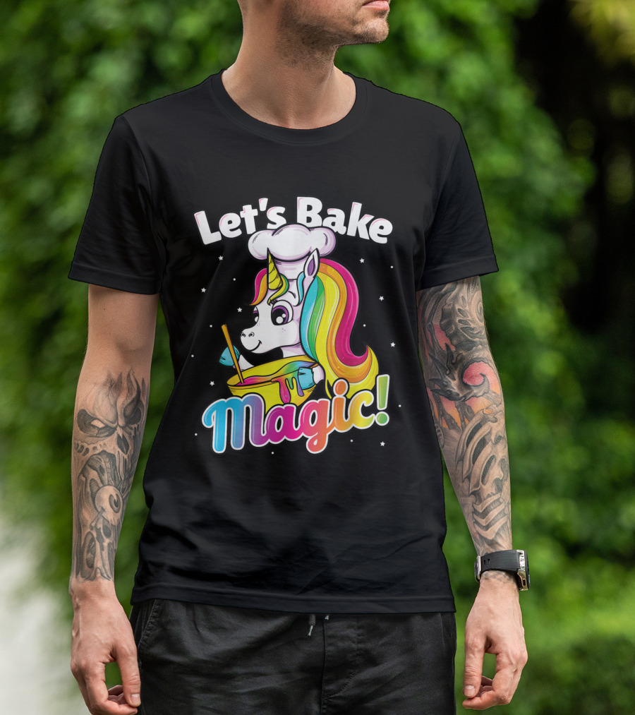 Let's Bake Magic With Unicorn Rainbow Cupcake Cake T-Shirt