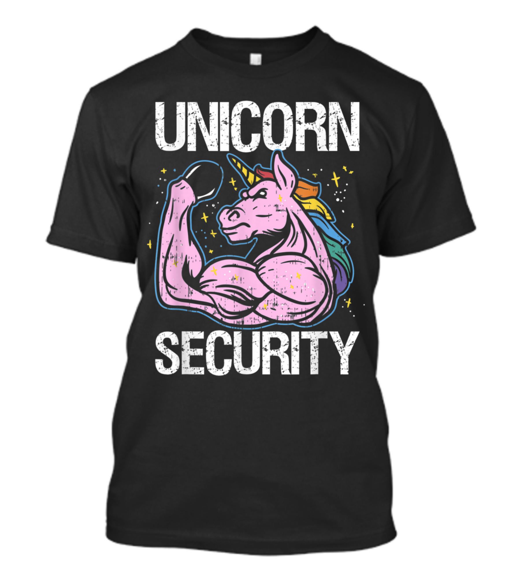 Unicorn Security Muscle Flex Funny Costume Police Magic T-Shirt