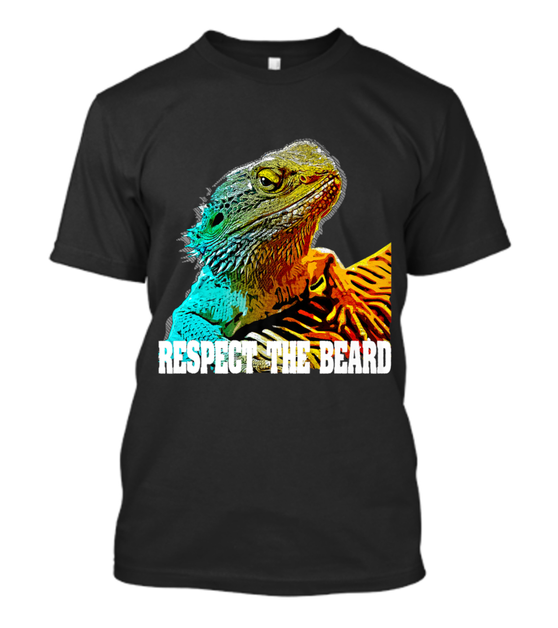 Respect The Beard Bearded Dragon Colorful Lizard T-Shirt