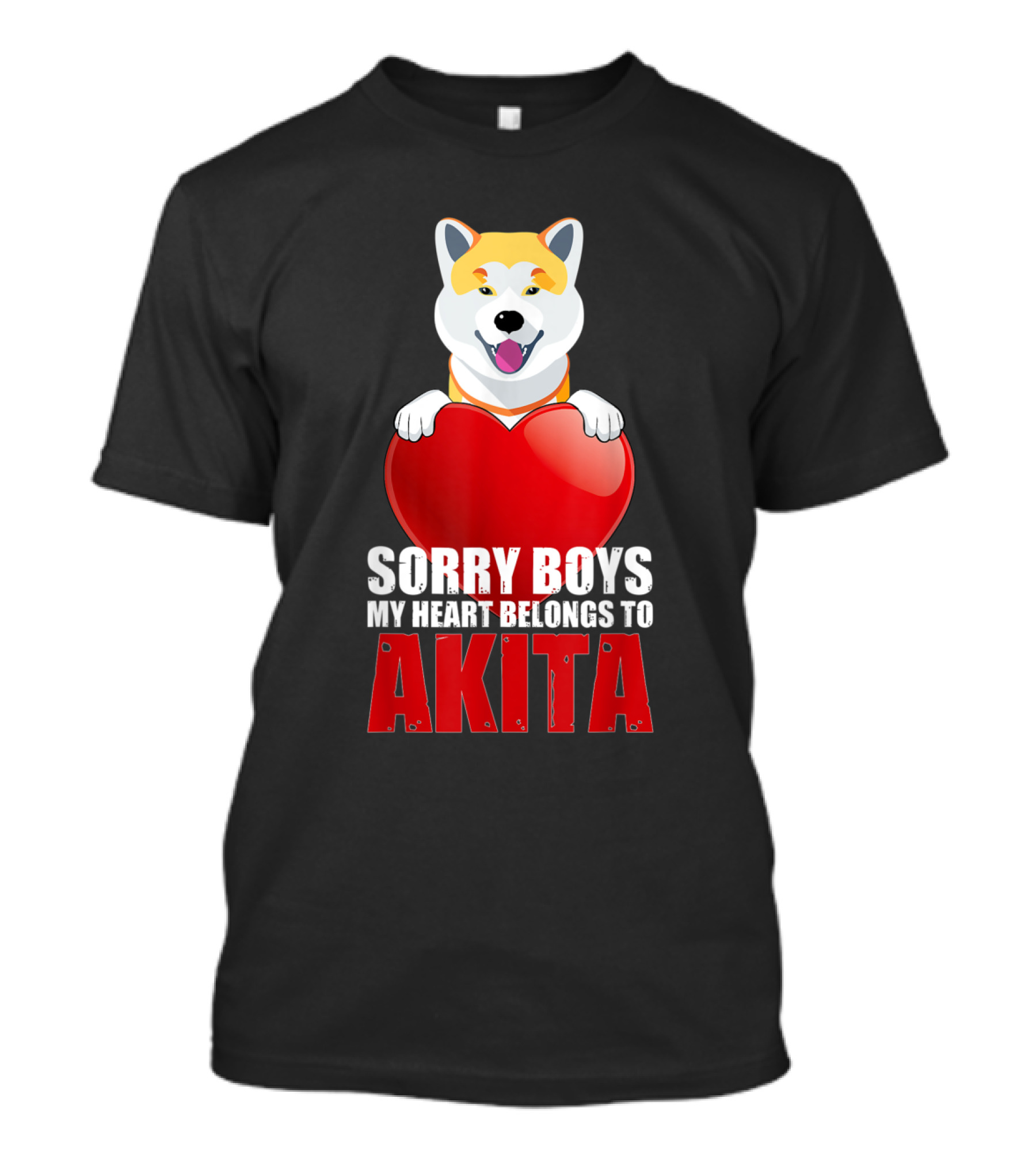 Sorry Boys My Heart Belongs To Akita Dog Lover With Red Heart T-Shirt