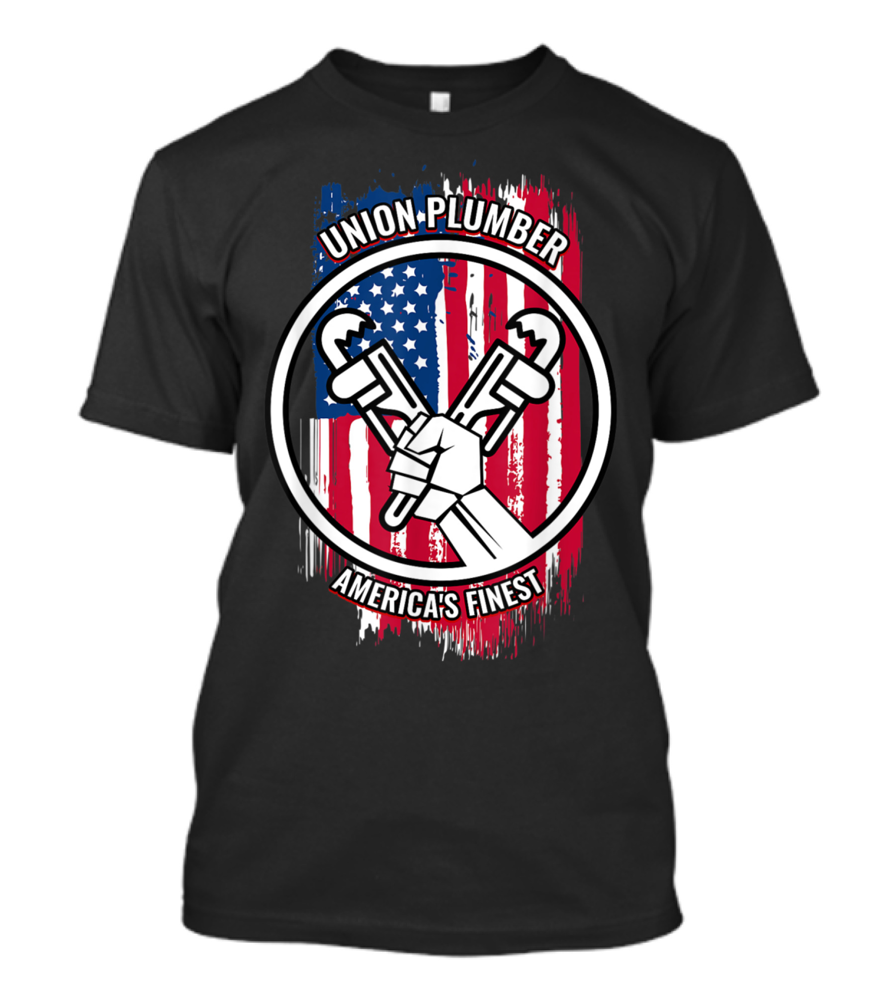 Union Plumber America's Finest Patriotic Wrench Flag T-Shirt