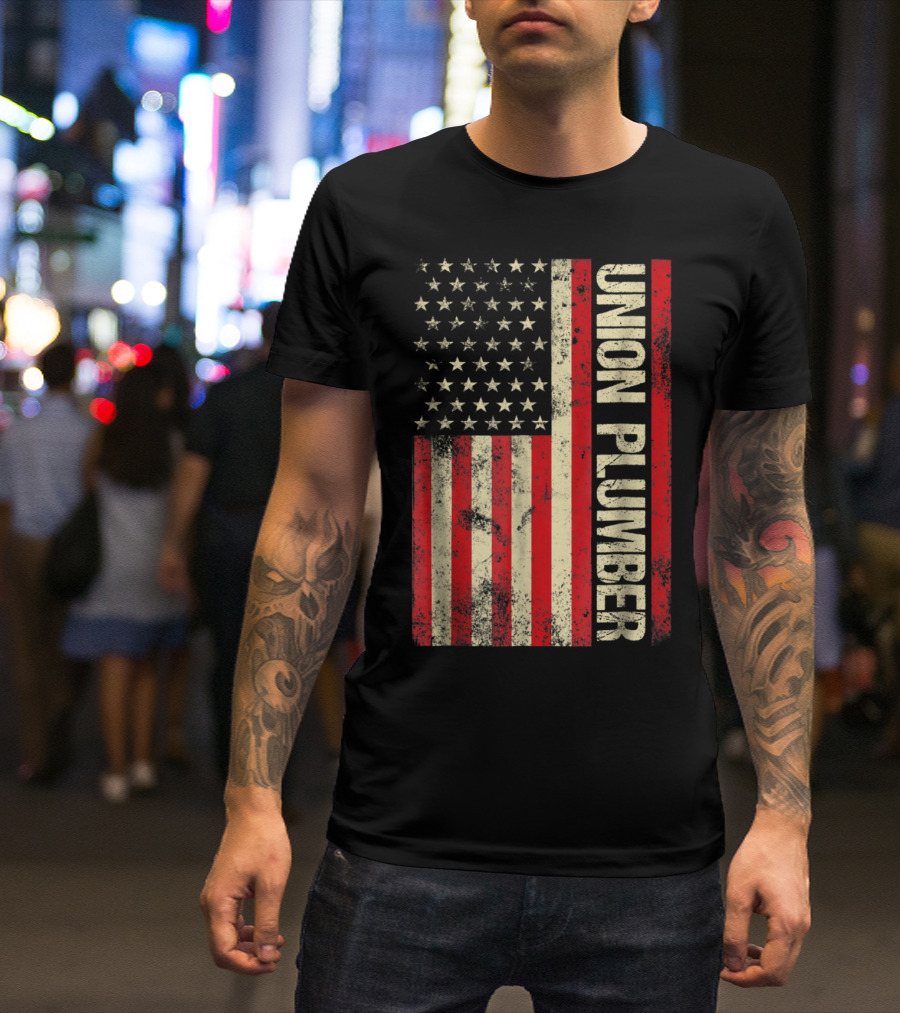 Union Plumber American Flag T-Shirt