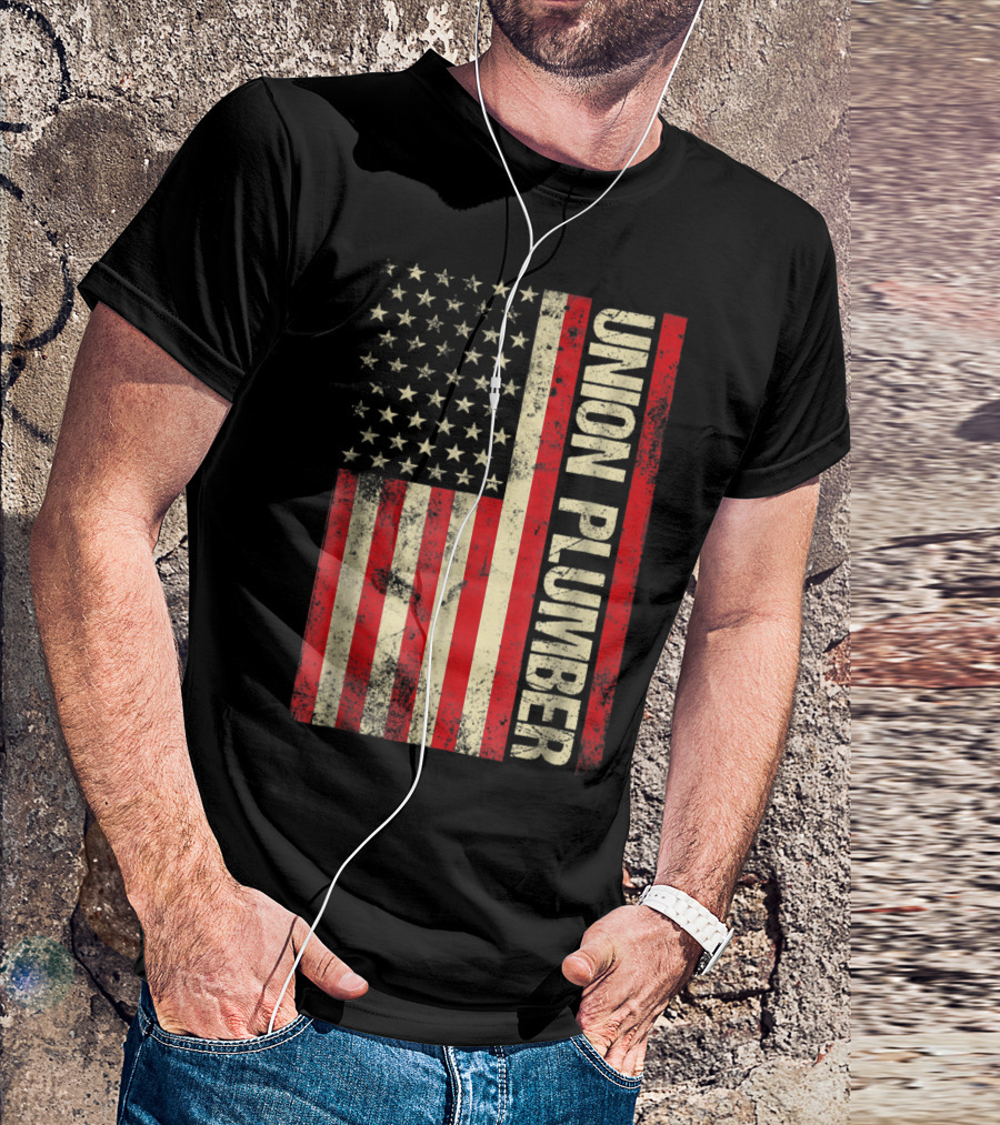 Union Plumber American Flag T-Shirt