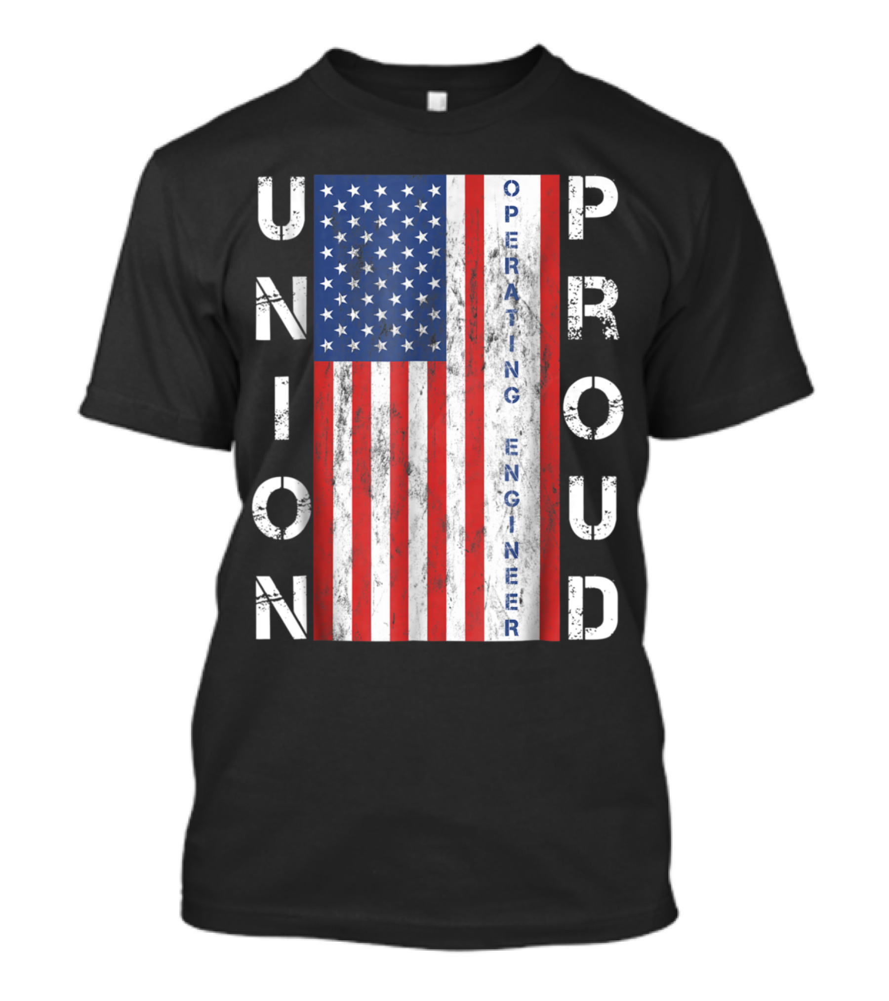 Union Proud American Flag Operating Engineer T-Shirt