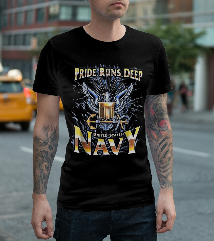 United States Navy Pride Runs Deep Eagle and Anchor T-Shirt