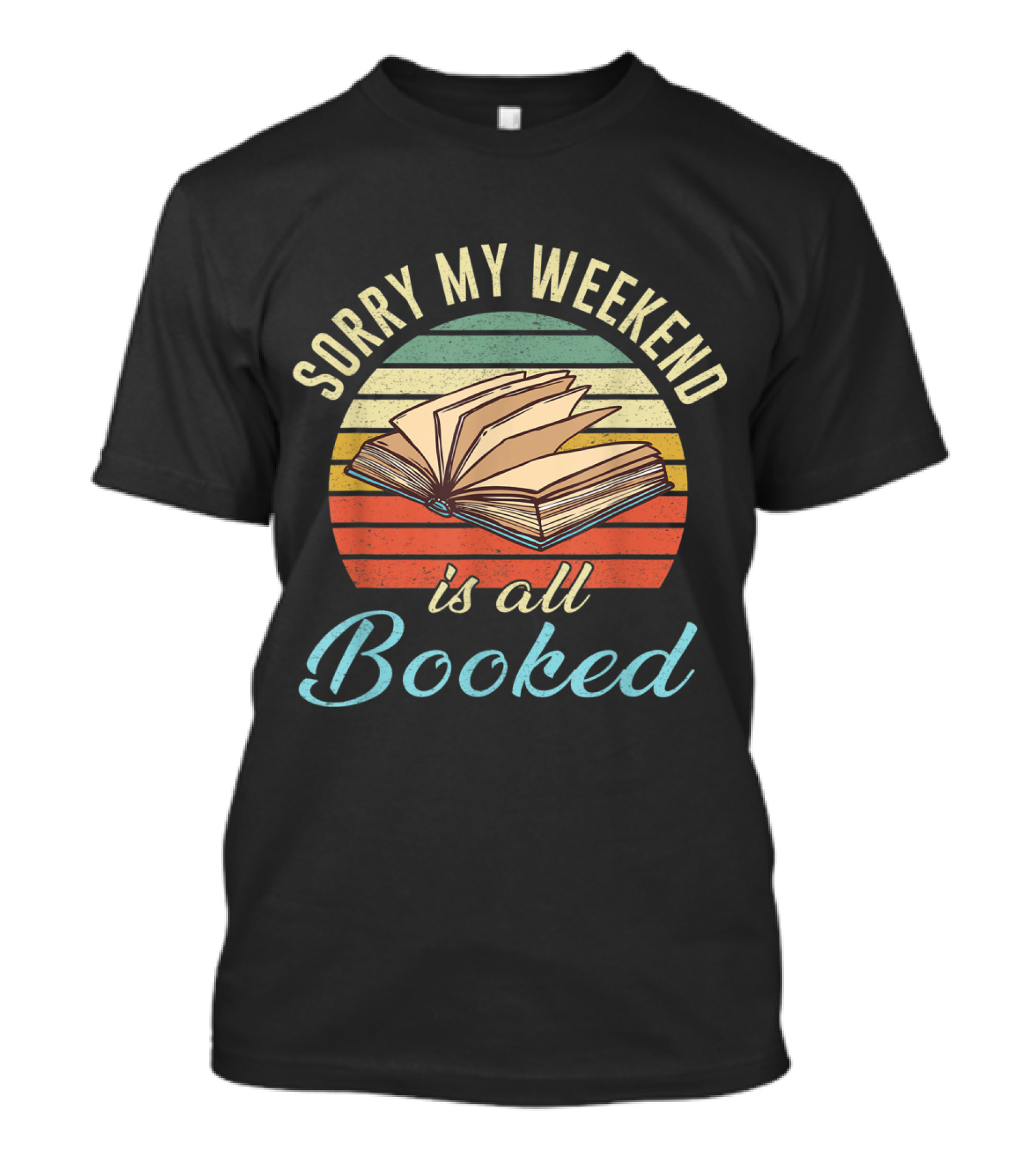 Sorry My Weekend Is All Booked Open Book Retro Stripes T-Shirt
