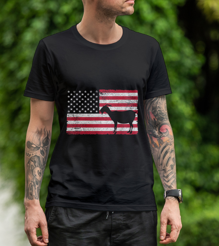 Patriot Goat USA American Flag Fourth Of July Independence Day T-Shirt