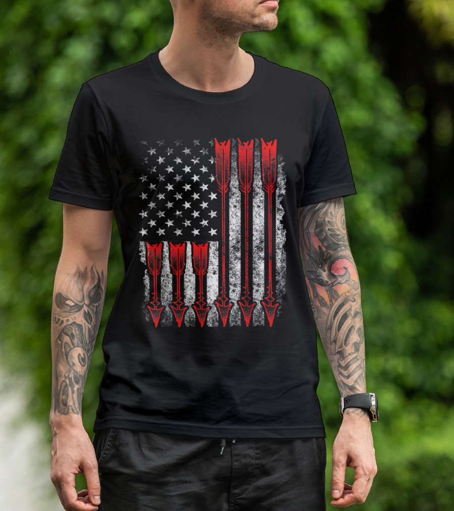 USA Flag And Arrows Patriotic Archery Bow Hunting T-Shirt