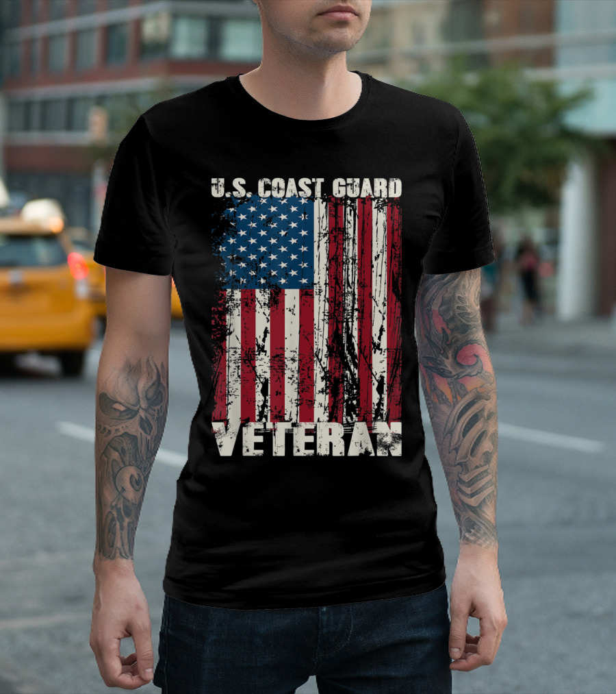 U.S. Coast Guard Veteran American Flag T-Shirt