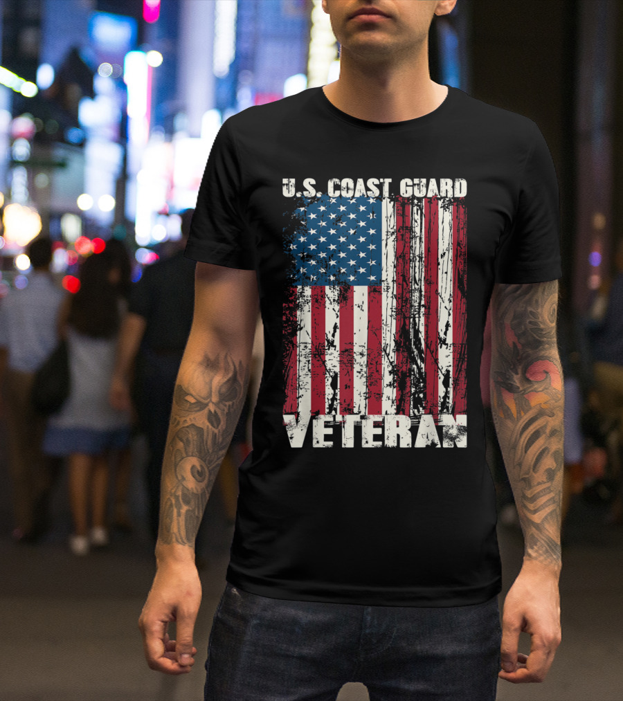 U.S. Coast Guard Veteran American Flag T-Shirt