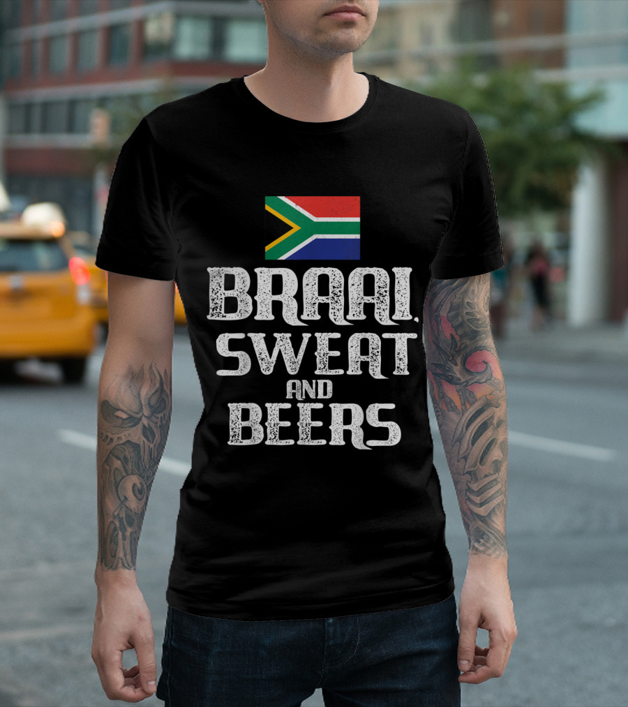Braai Sweat And Beers South African Flag Rugby Humor T-Shirt