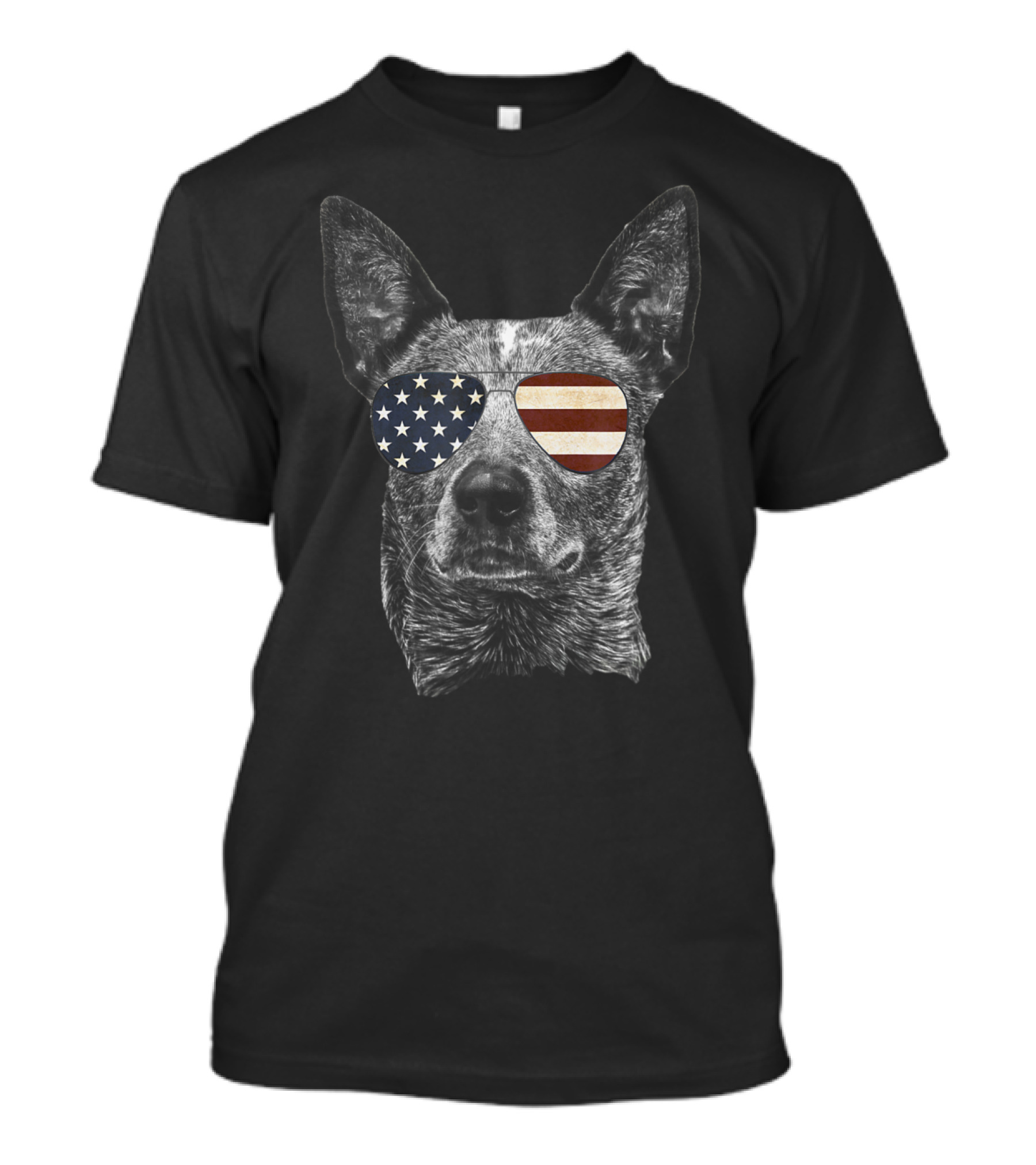 Australian Cattle Dog With American Flag Sunglasses Patriotic T-Shirt