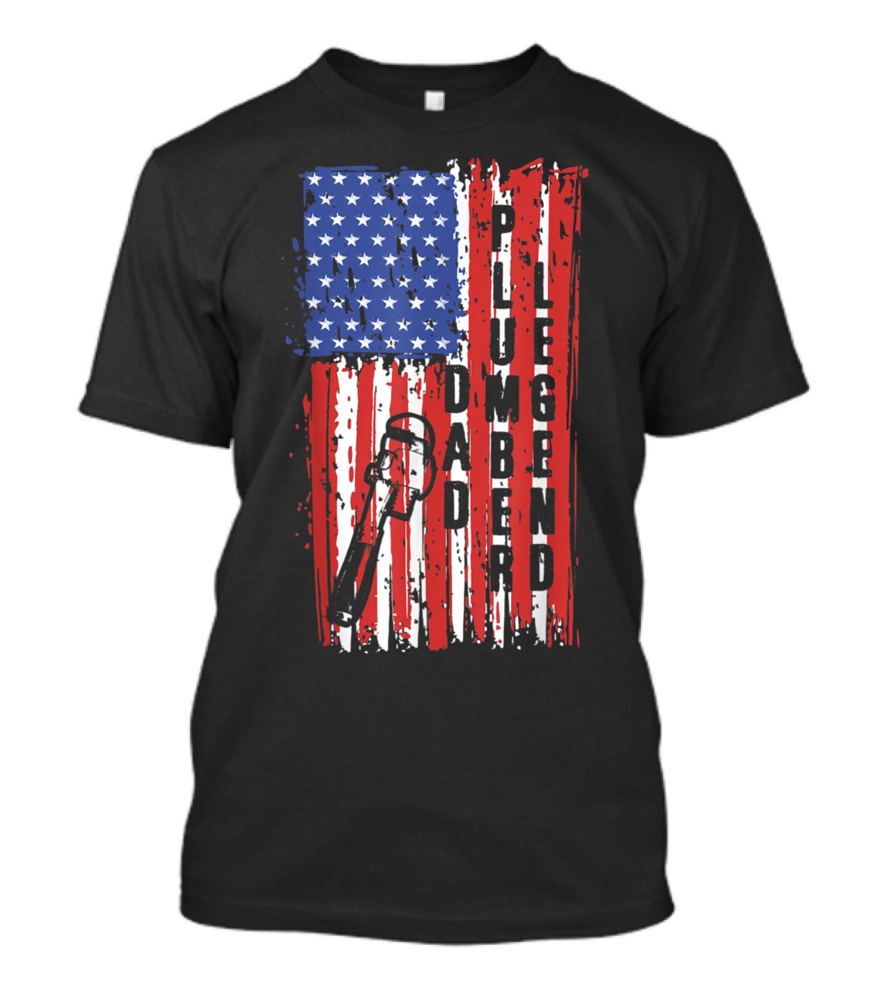 US Flag Plumber Dad Legend Patriotic Wrench T-Shirt