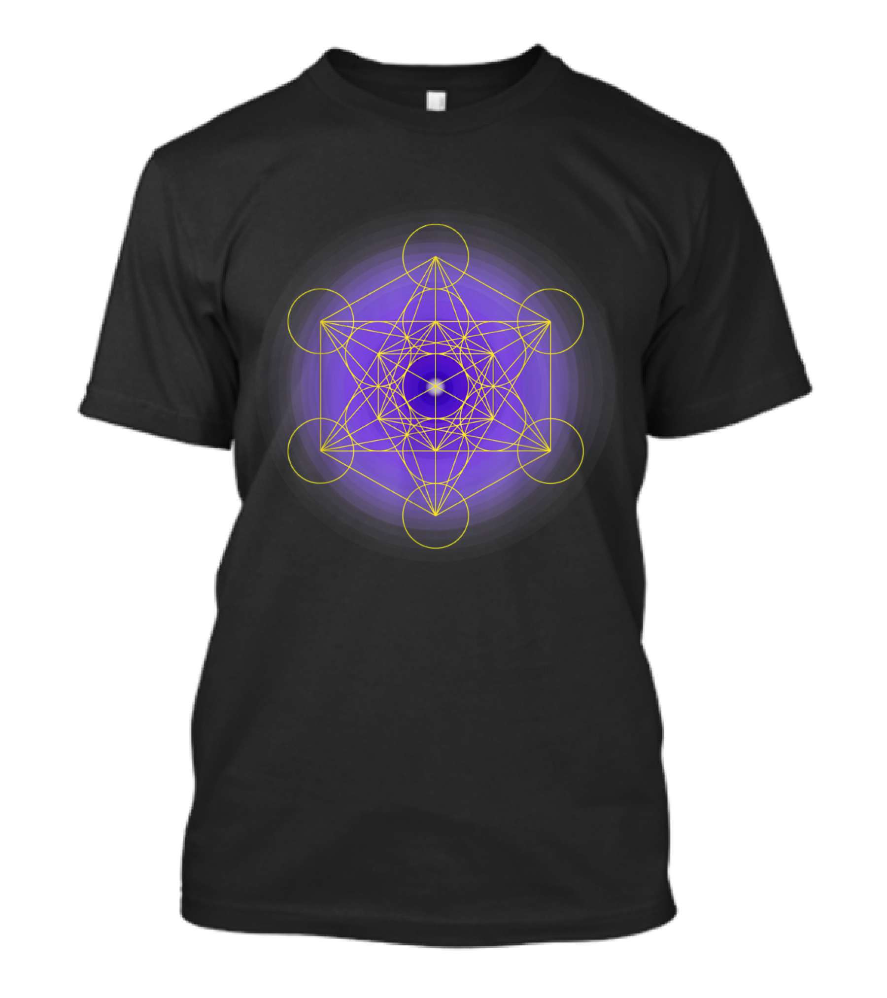 Metatron's Cube Sacred Geometry Gold And Purple T-Shirt