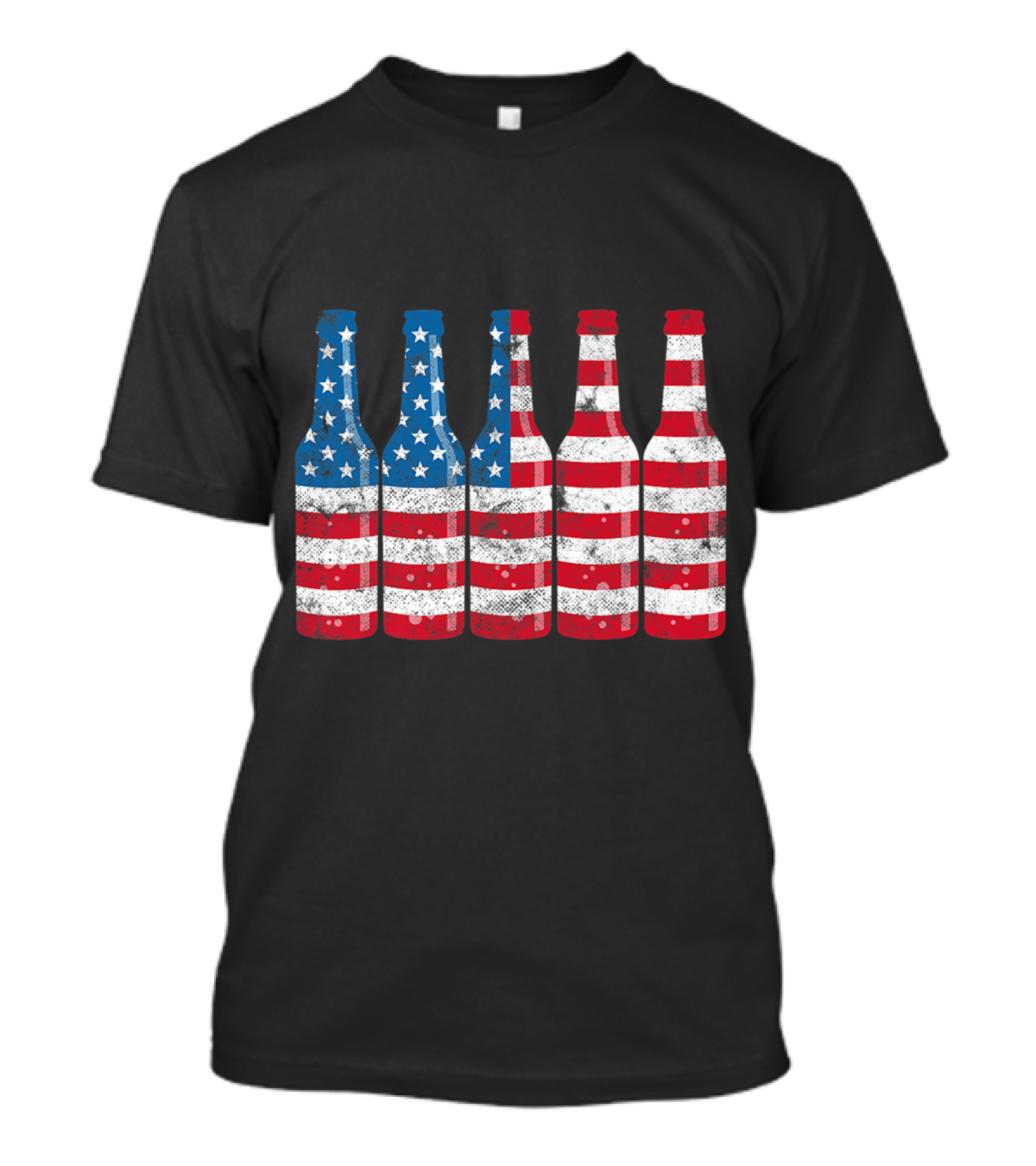 Patriotic American Flag Beer Bottles T-Shirt