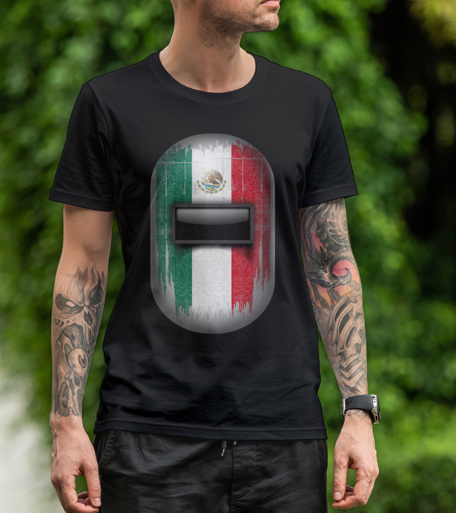 Mexican Flag Welding Helmet Mexican Welder Pipeliner Innovate T-Shirt
