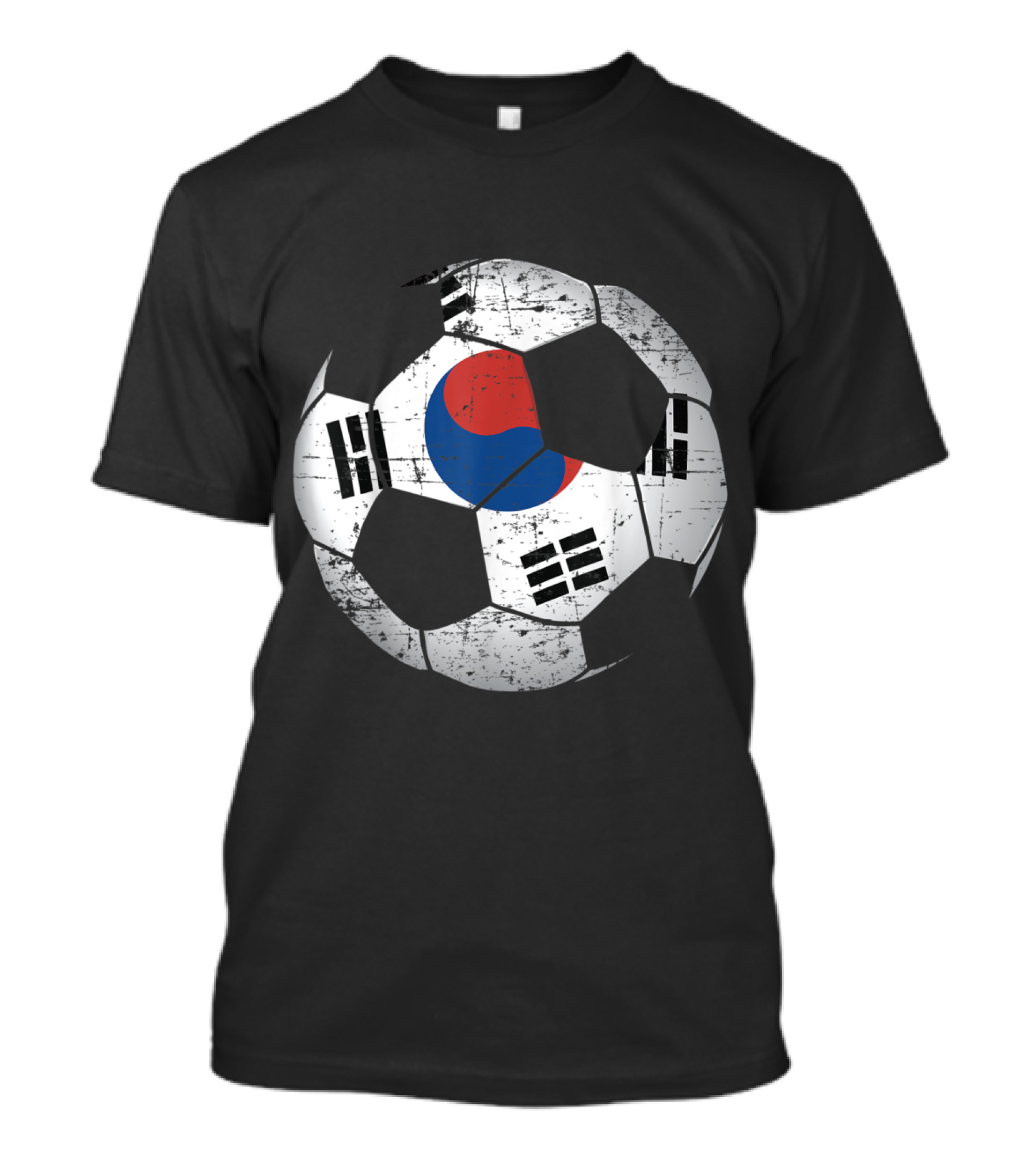 “Distressed South Korea Flag Soccer Ball Design” T-Shirt