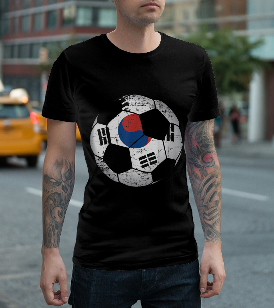 “Distressed South Korea Flag Soccer Ball Design” T-Shirt