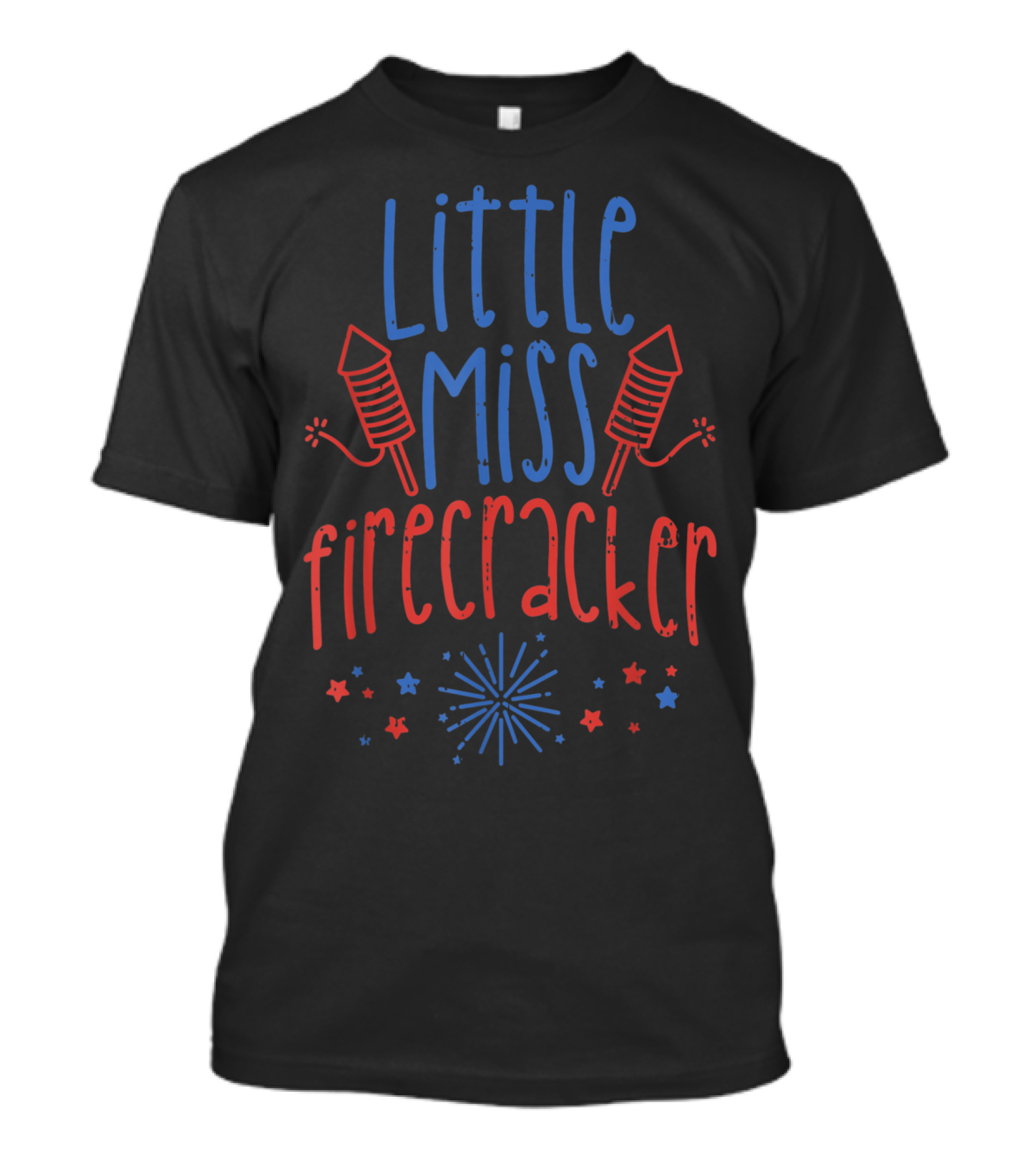 Little Miss Firecracker Patriotic Rockets And Stars Festive T-Shirt