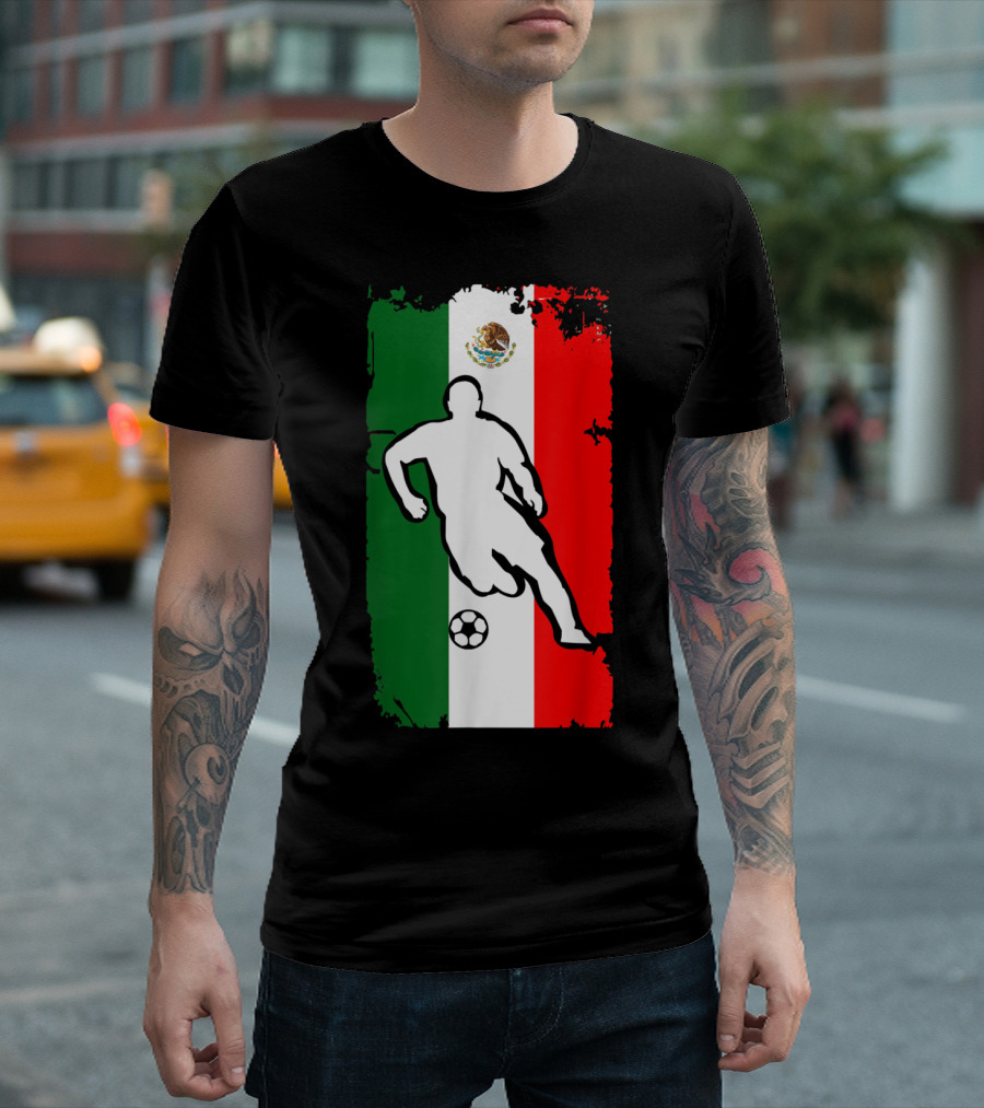Mexico Flag Soccer Player Graphic Mexican Jersey T-Shirt
