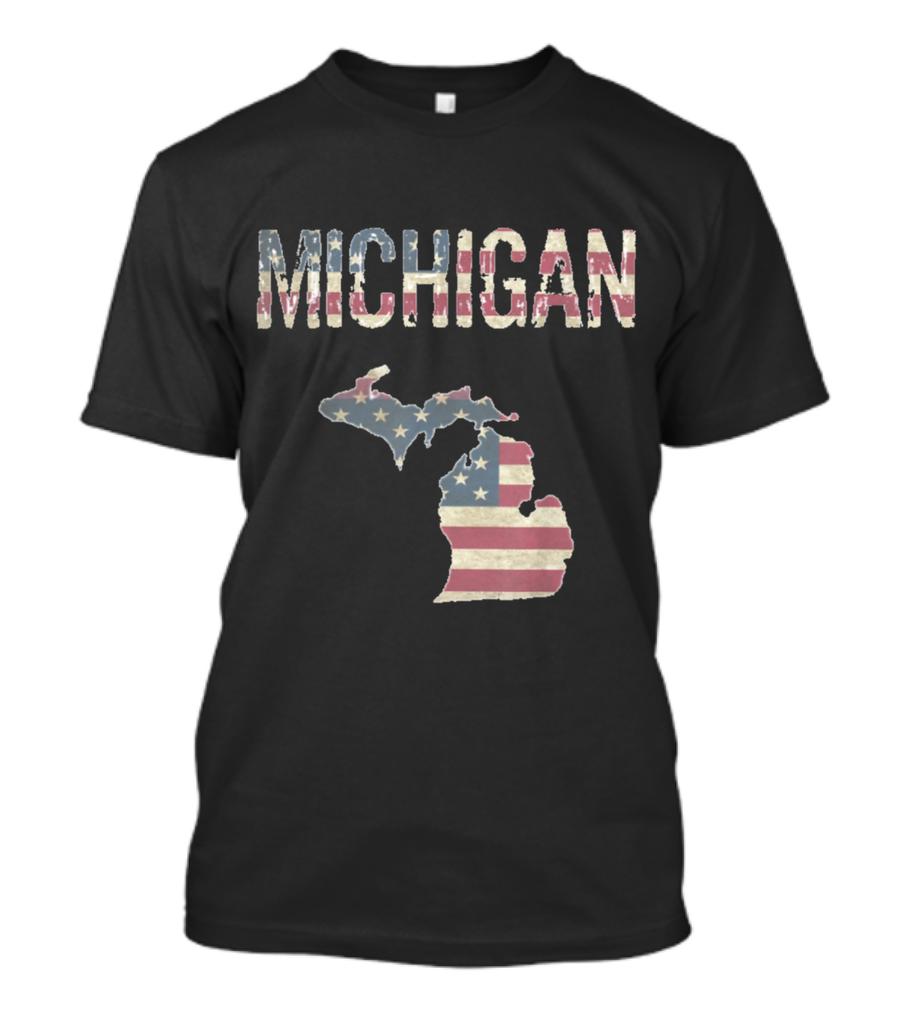 Michigan Patriotic 4th Of July Stars And Stripes Map T-Shirt