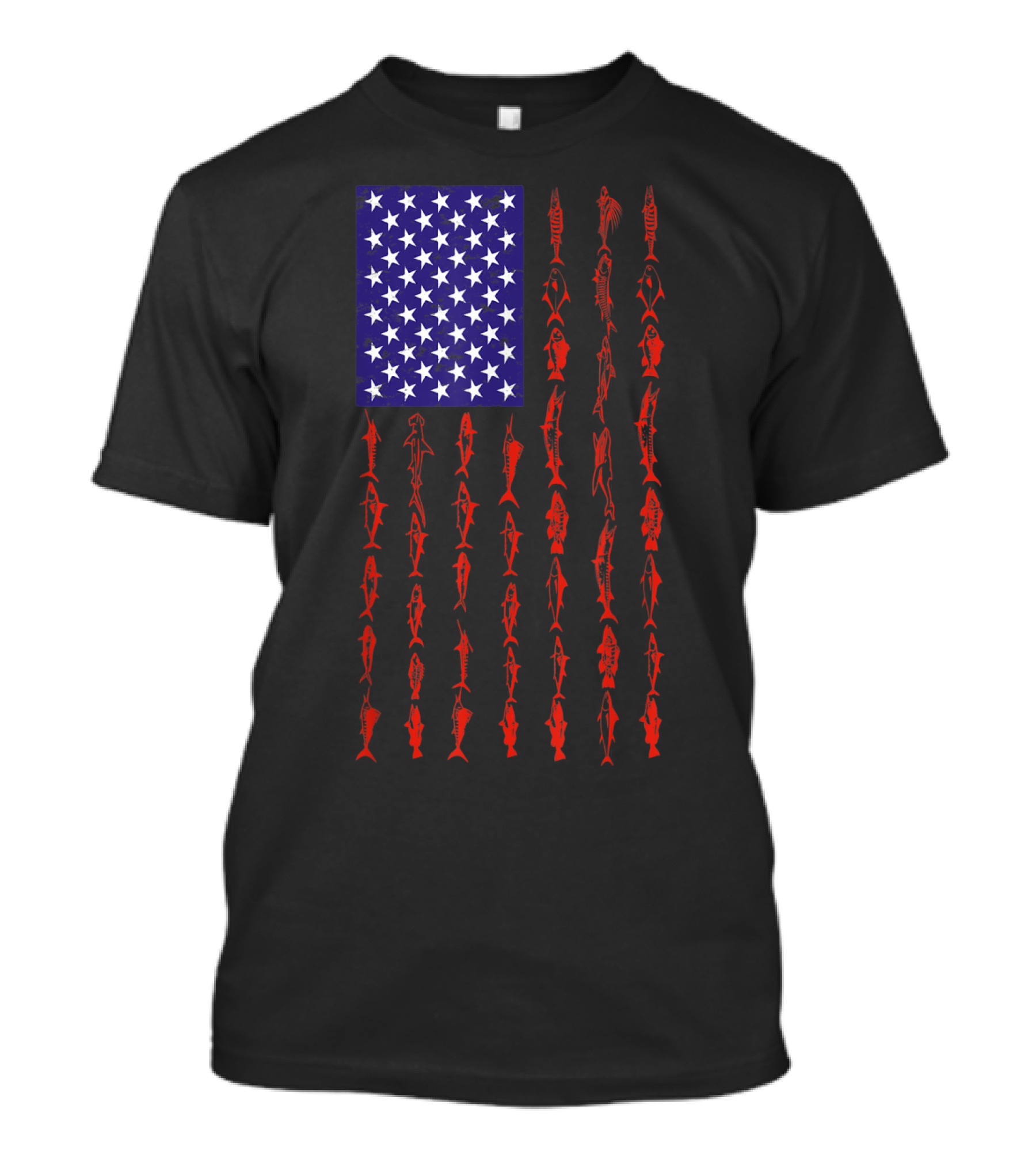 American Flag Made Of Fish With Patriotic Fishing T-Shirt