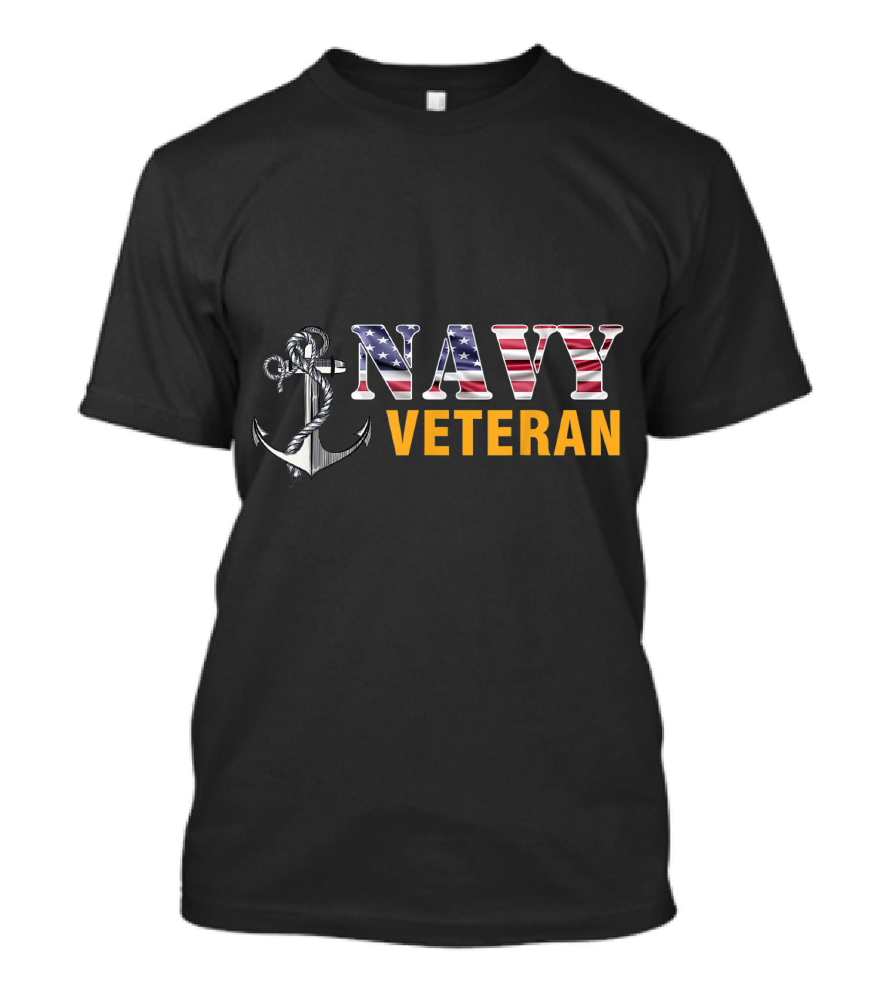 Navy Veteran Stars And Stripes Anchor T-Shirt
