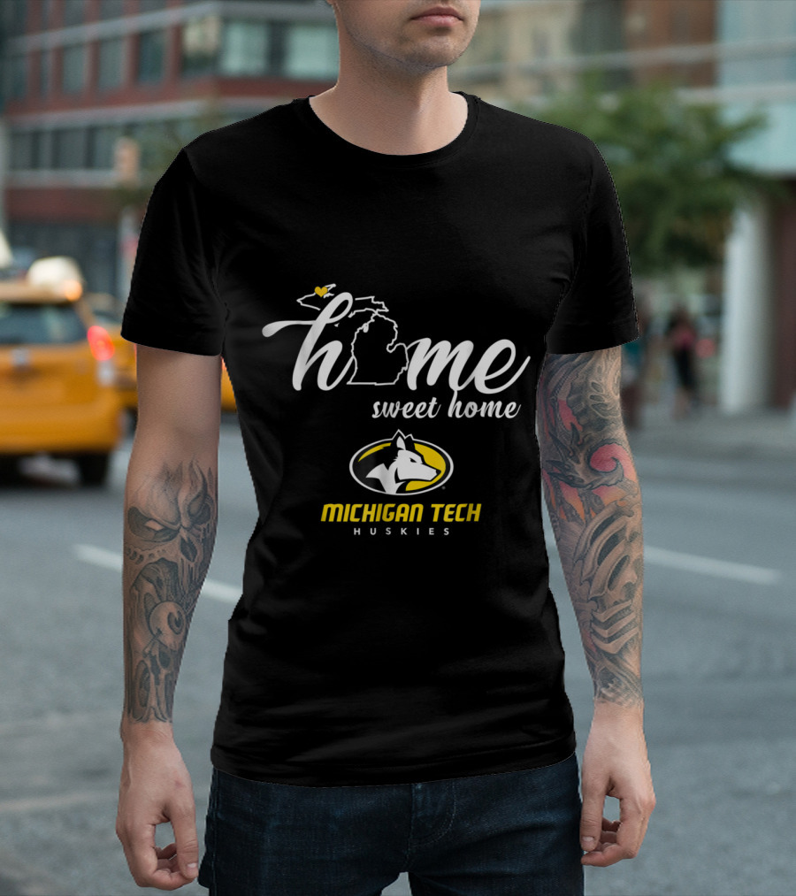 Michigan Tech Huskies Home Sweet Home Map T-Shirt