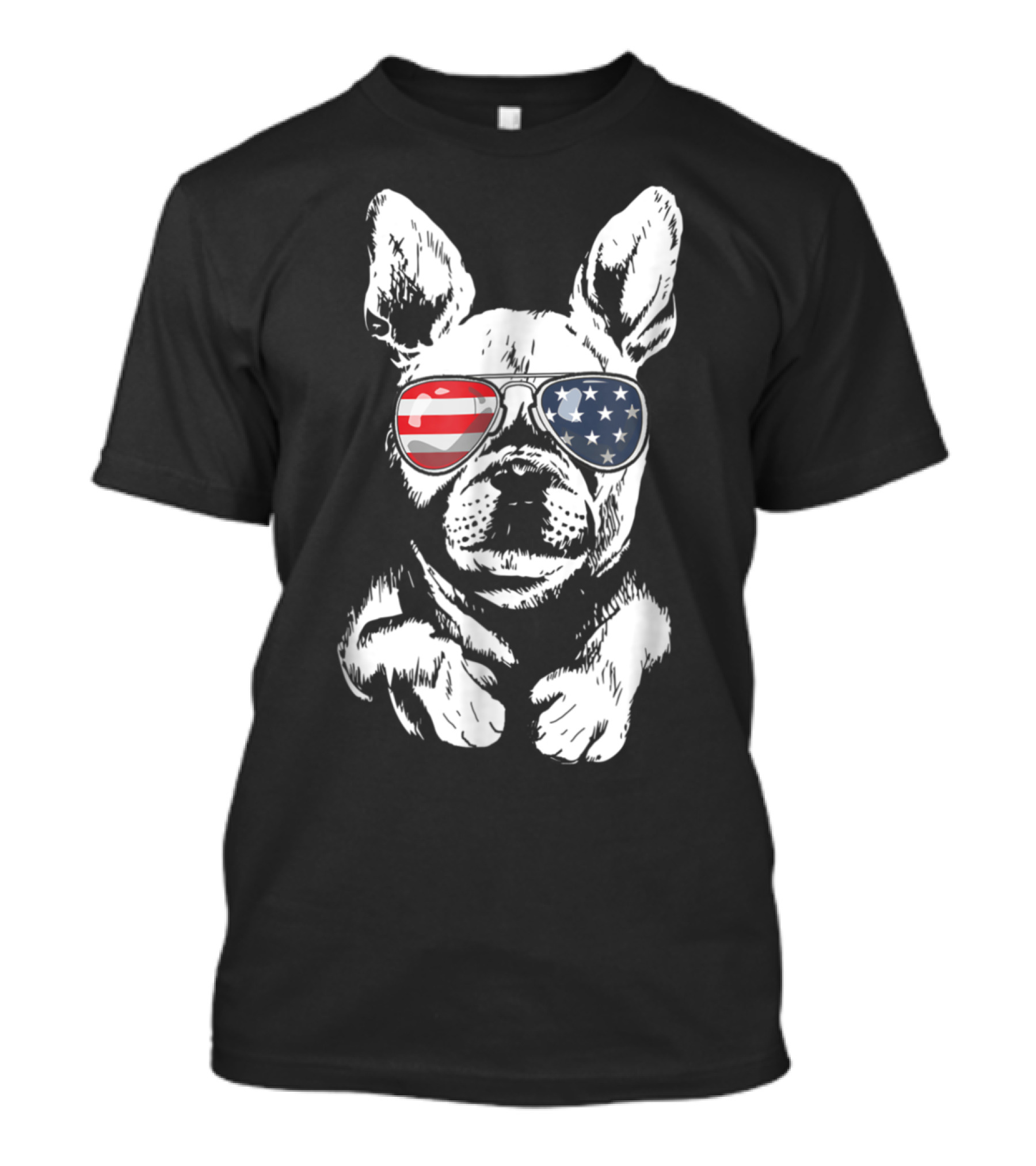 American Flag Glasses French Bulldog Patriotic Humor T-Shirt