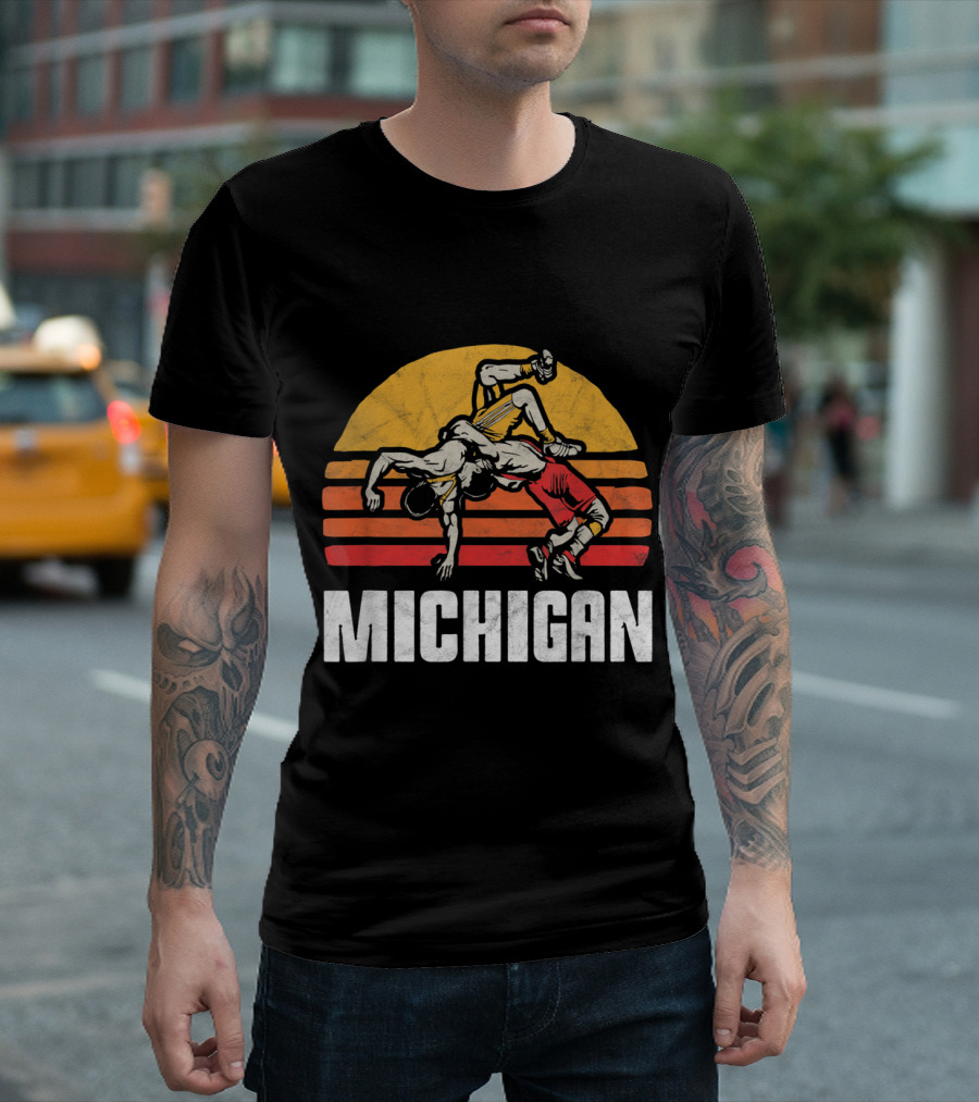 Michigan Vintage Wrestling Sunset T-Shirt
