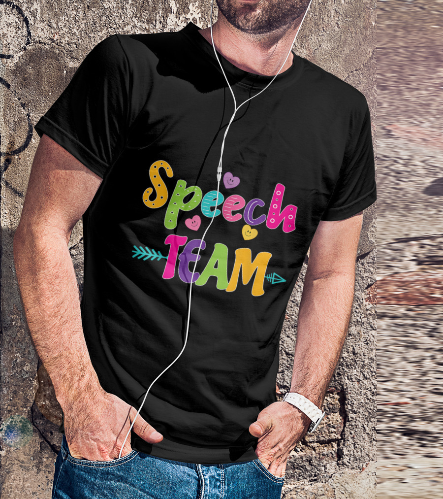 Speech Team Colorful Smiley Faces And Arrows T-Shirt